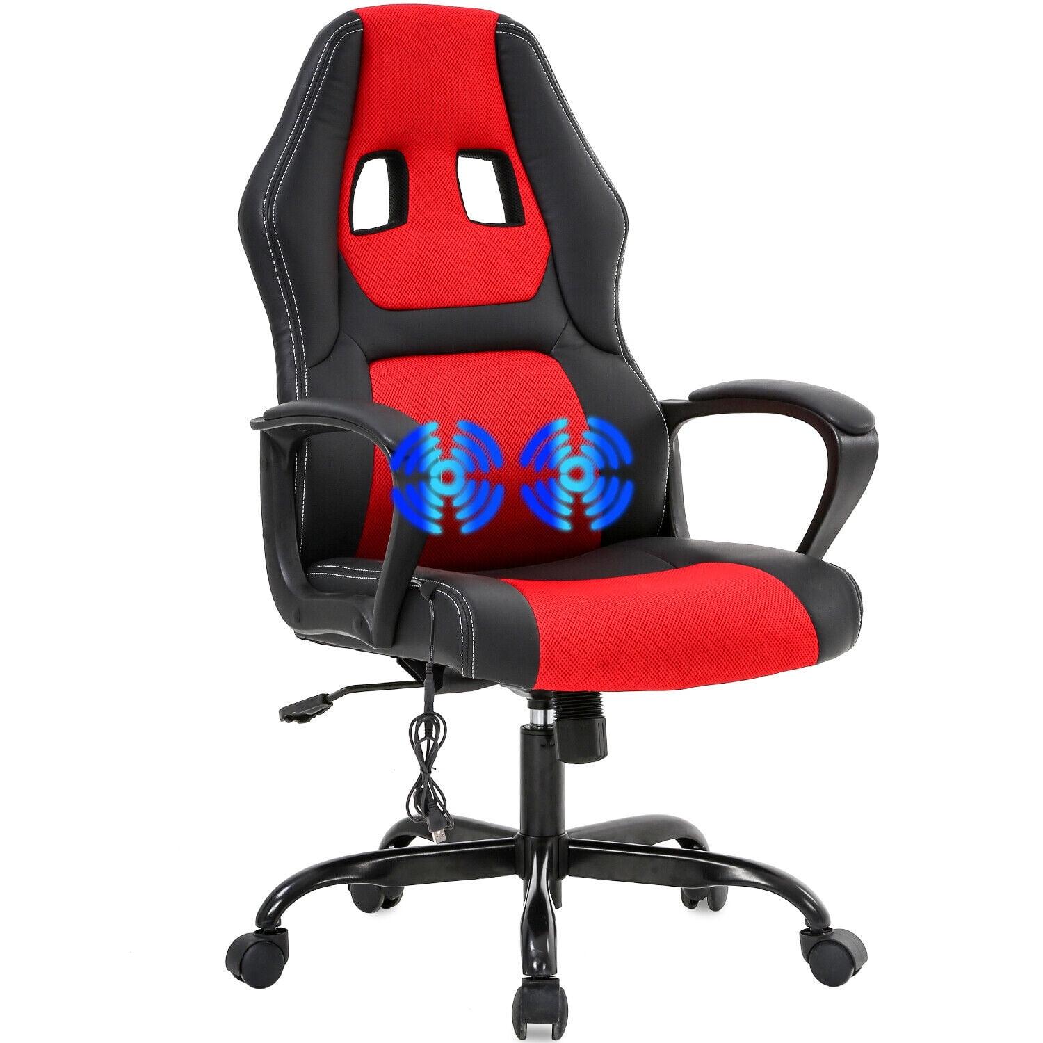 FDW Racing Gaming Chair Home Office Chair Ergonomic Desk Chair Massage PU Leather Computer Chair with Lumbar Support Headrest Armrest ,Red