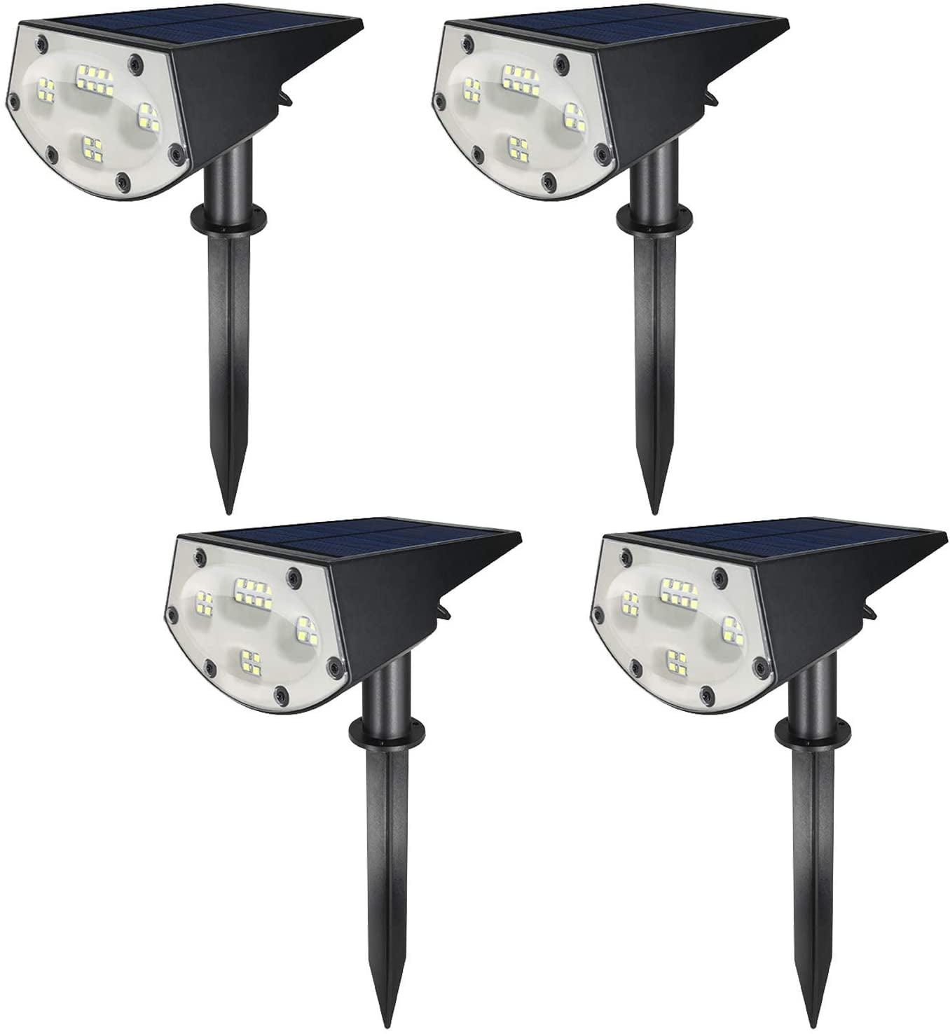 WBM Solar Spot Lights Outdoor,20 LED Waterproof Landscape Spotlight, 500 Lm -Warm White Light,4 Pack
