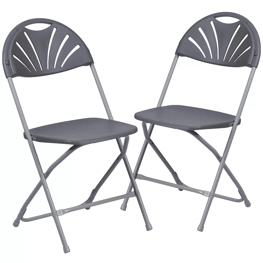 Charcoal Fan Back Plastic Folding Chair Duo, 650 lb. Capacity