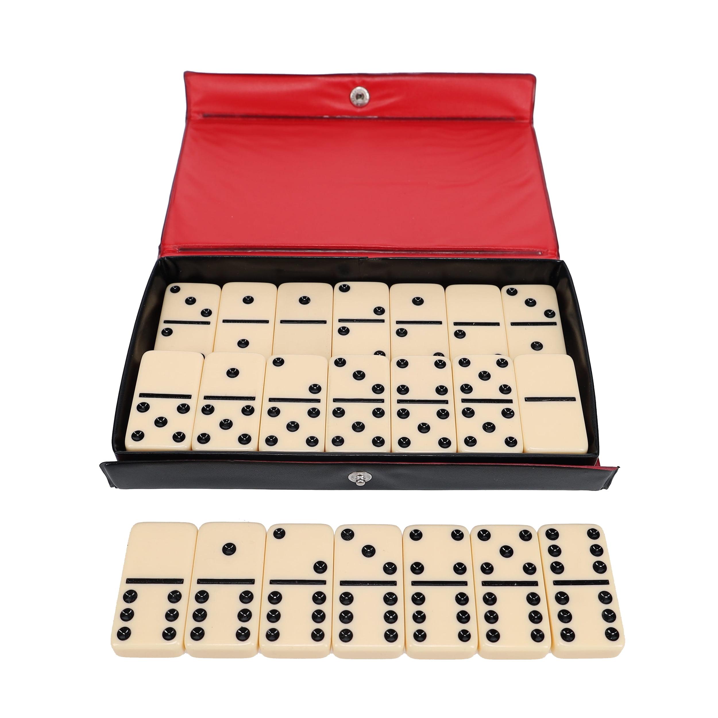 Ivory Double 6 Dominoes Set with Black Vinyl Case