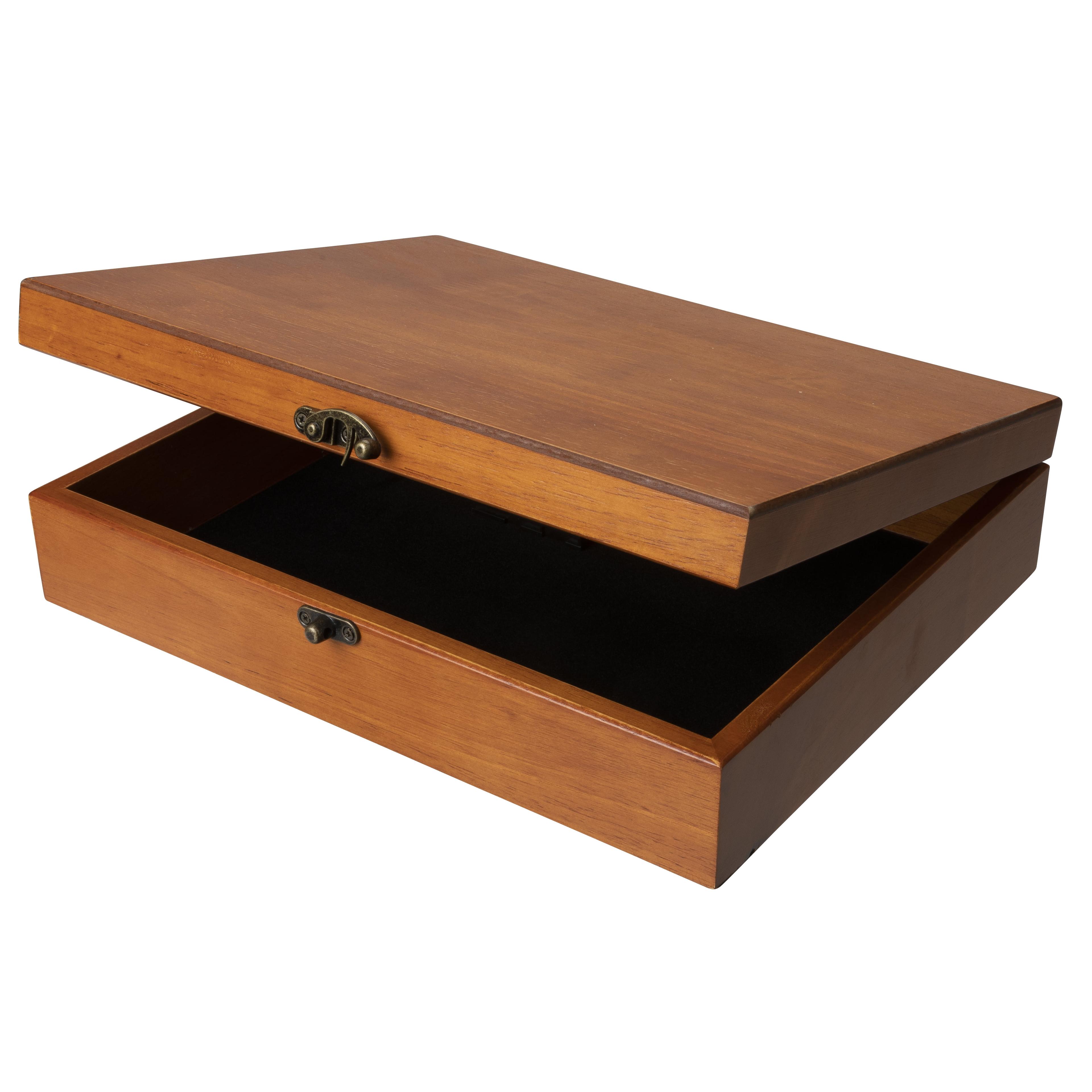 Light Cherry Wooden Treasure Box with Brass Latch