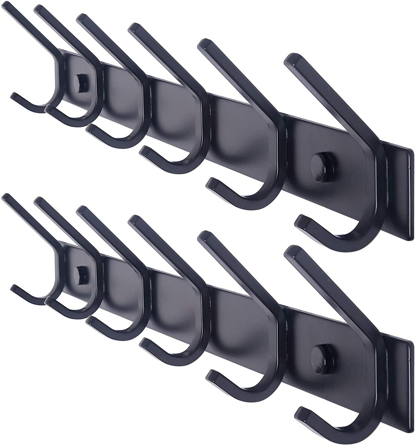 Black 17-Inch Heavy Duty Wall Mounted Coat Rack with 6 Hooks