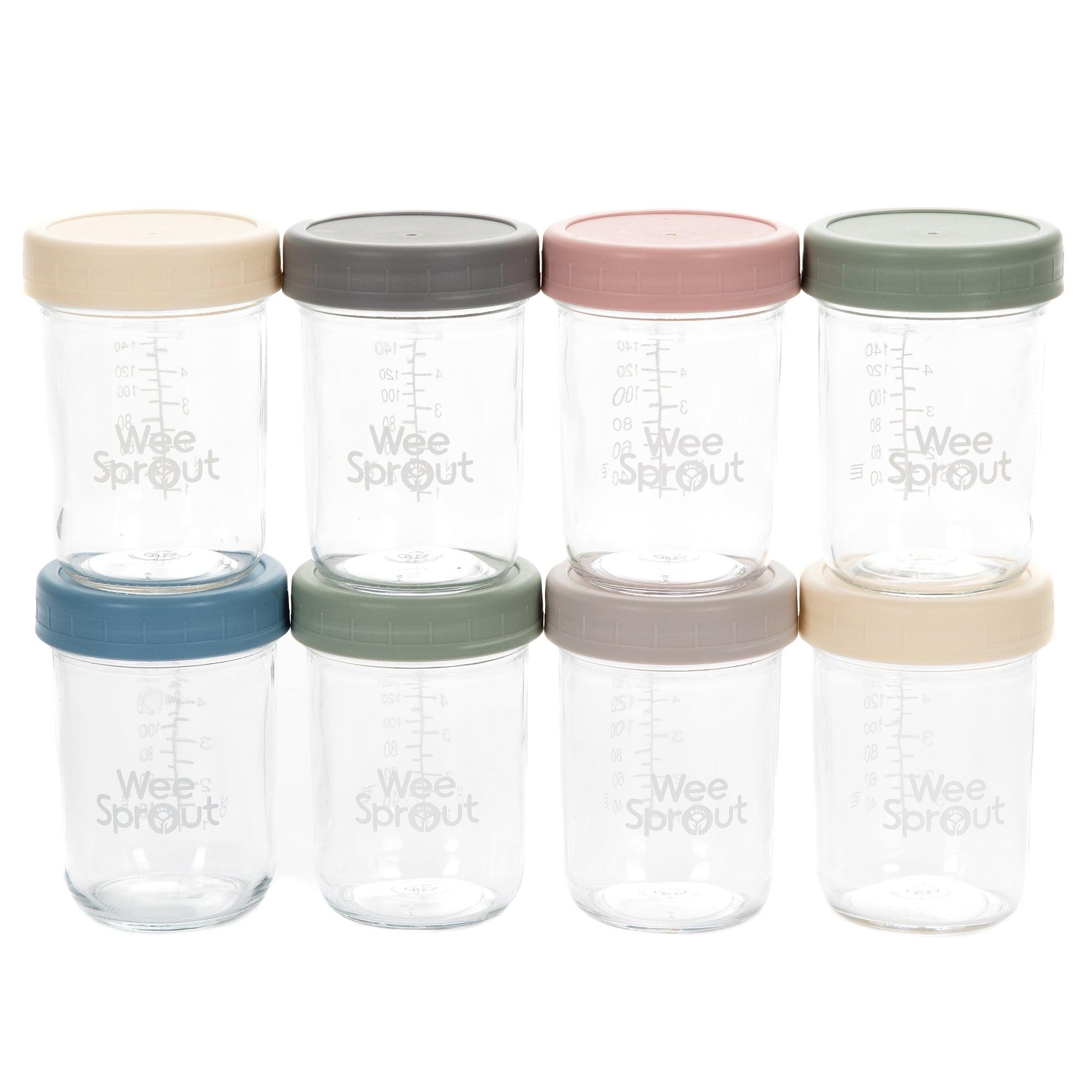 WeeSprout Glass Baby Food Storage Jars w/ Lids - 8oz, 8 Pack Set