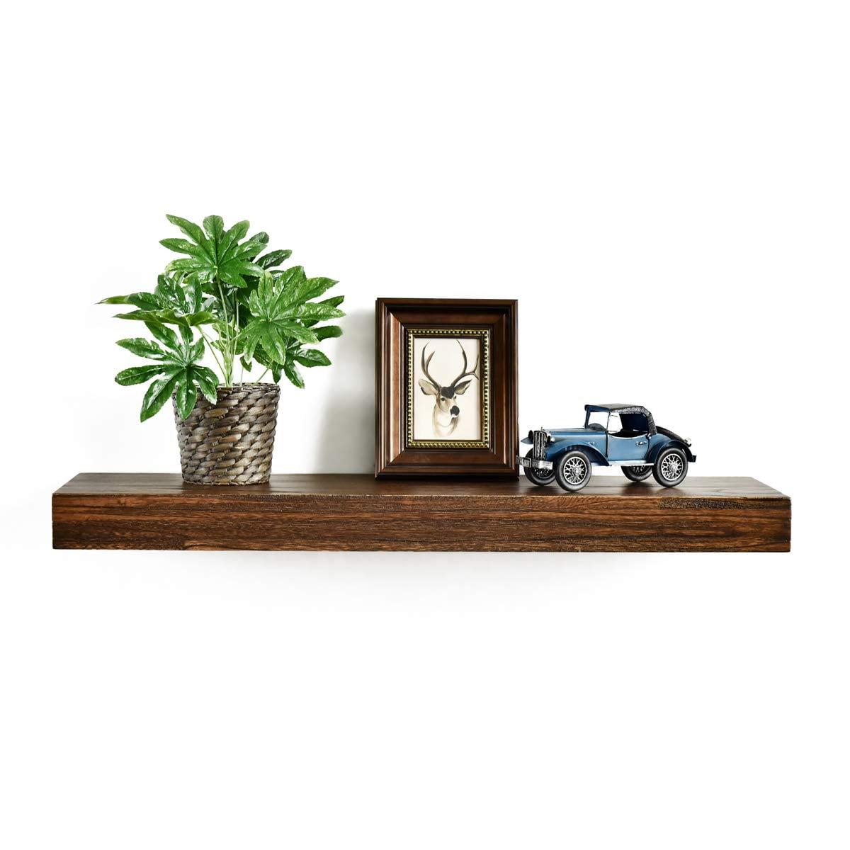 Espresso Walnut Rustic 24" Wall Mounted Floating Shelf