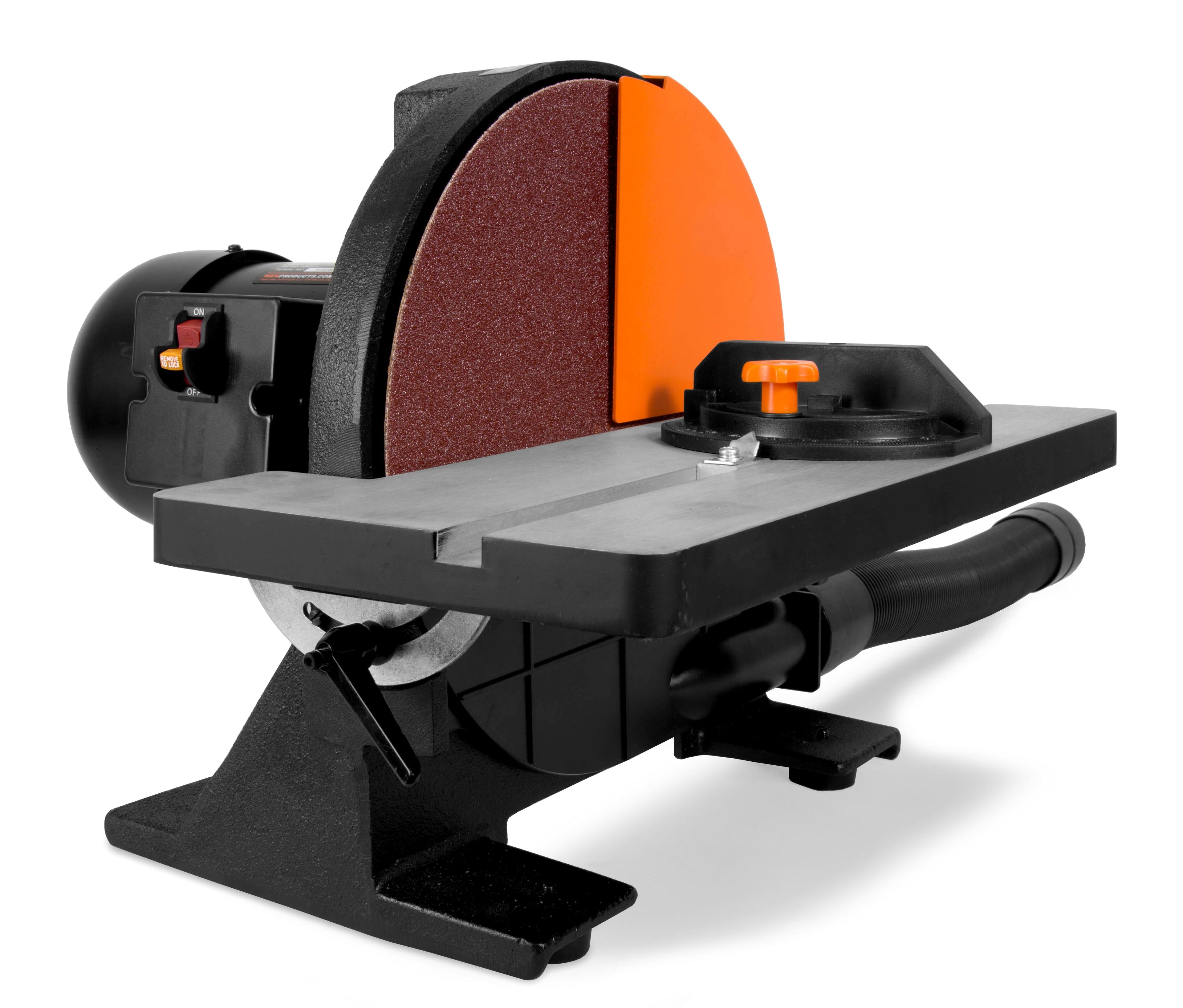 Powerful 12-Inch Benchtop Disc Sander with 45-Degree Bevel and Dust Collector