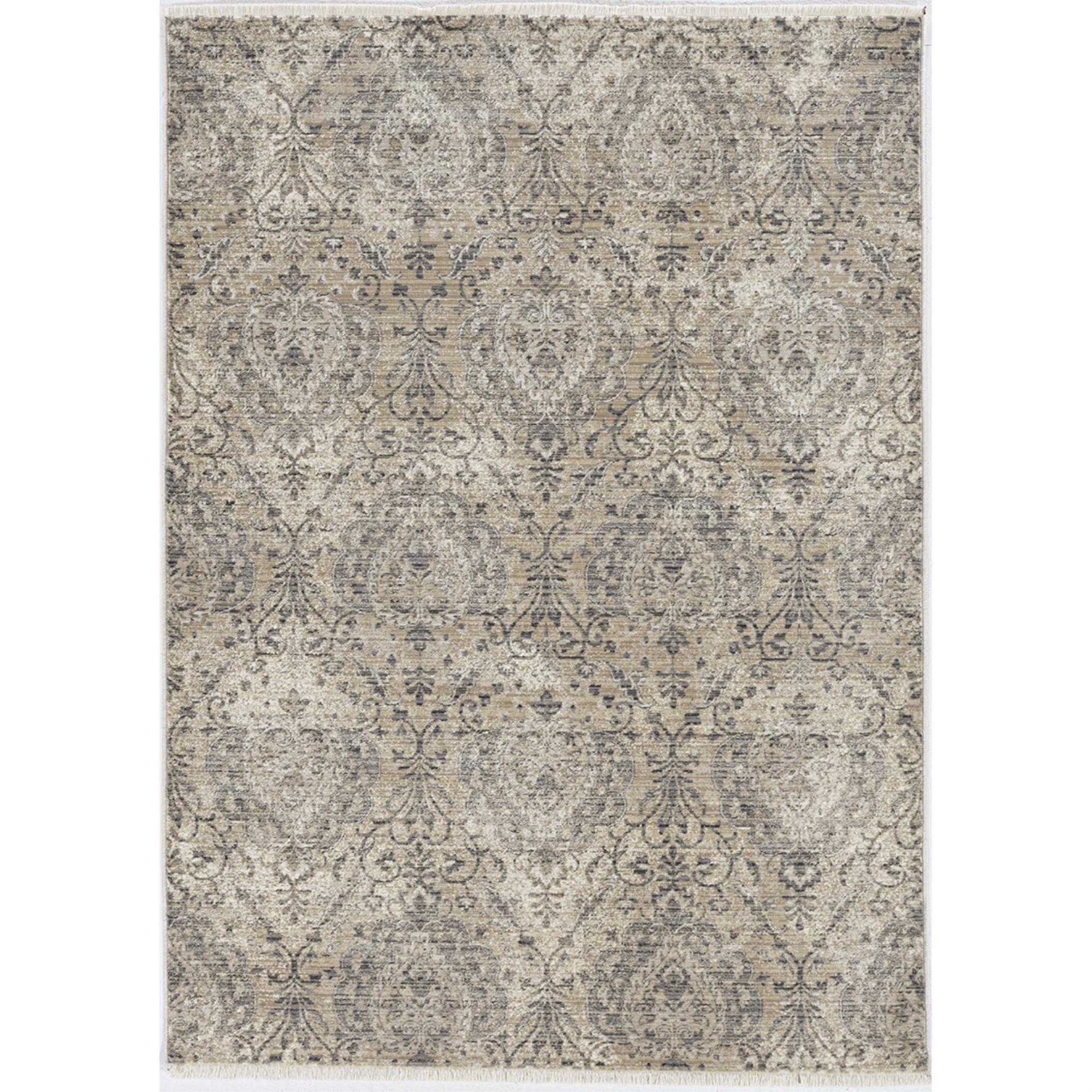 Small Beige and Gray Traditional Synthetic Rug