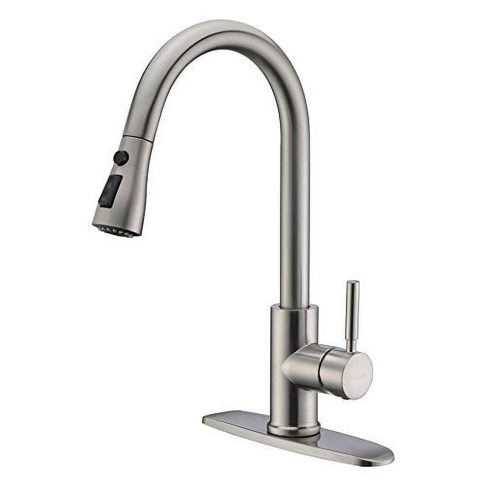 Single Handle High Arc Brushed Nickel Pull Out Kitchen Faucet, Pull Down Sprayer