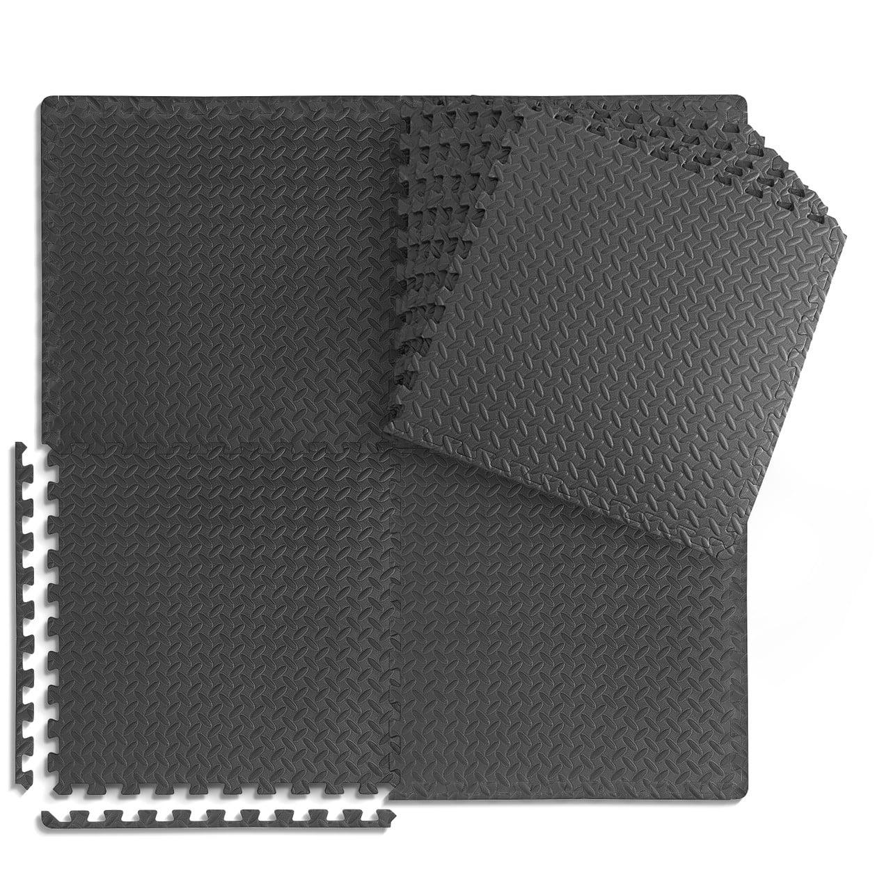 Black Diamond Pattern Interlocking EVA Foam Gym Floor Tiles, 24 x 24 Inch