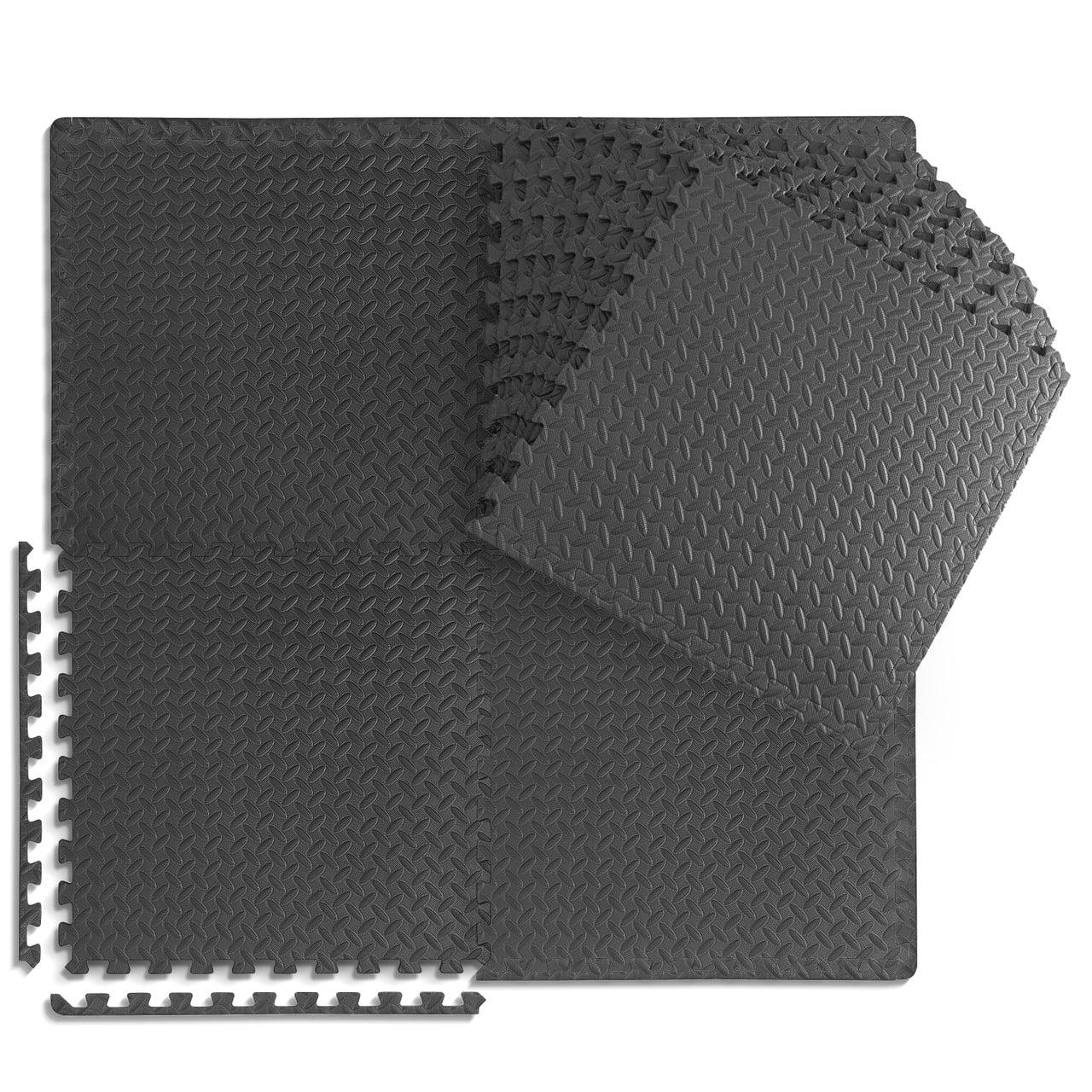 Black Diamond Pattern Interlocking EVA Foam Gym Floor Tiles, 24 x 24 in