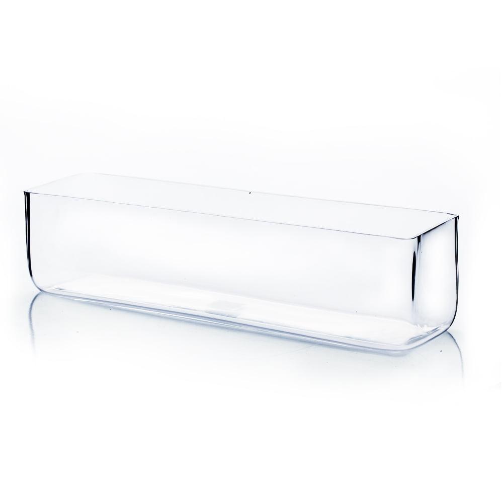 Clear Rectangular Glass Planter Box Vase - 16" x 4"