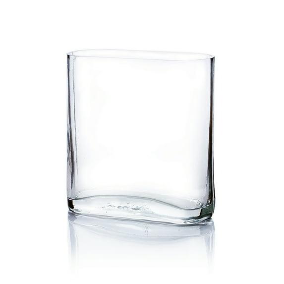 WGV Clear Rounded Corner Rectangular Glass Block Vase - 3" Wide x 8" Height, Good quality, Heavy Weighted Base - 1 Pc