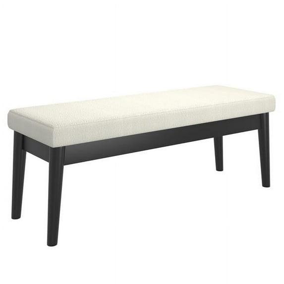 WHI Banco Tapizado en Color Crema de Tela Tejida con Búfalo de Madera Maciza de 17.5" de Guijarros