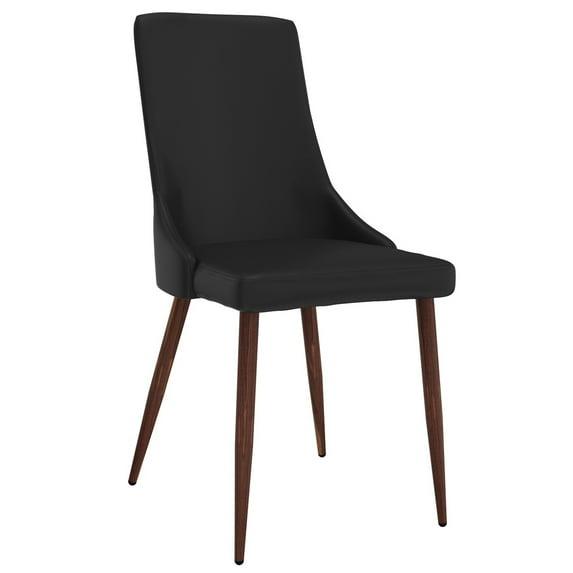 WHI Cora 19" Solid Back Faux Leather & Metal Side Chairs in Black (Set of 2)