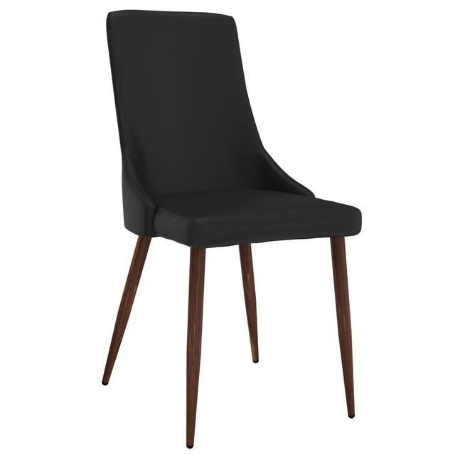 WHI Cora 19" Solid Back Faux Leather & Metal Side Chairs in Black (Set of 2)