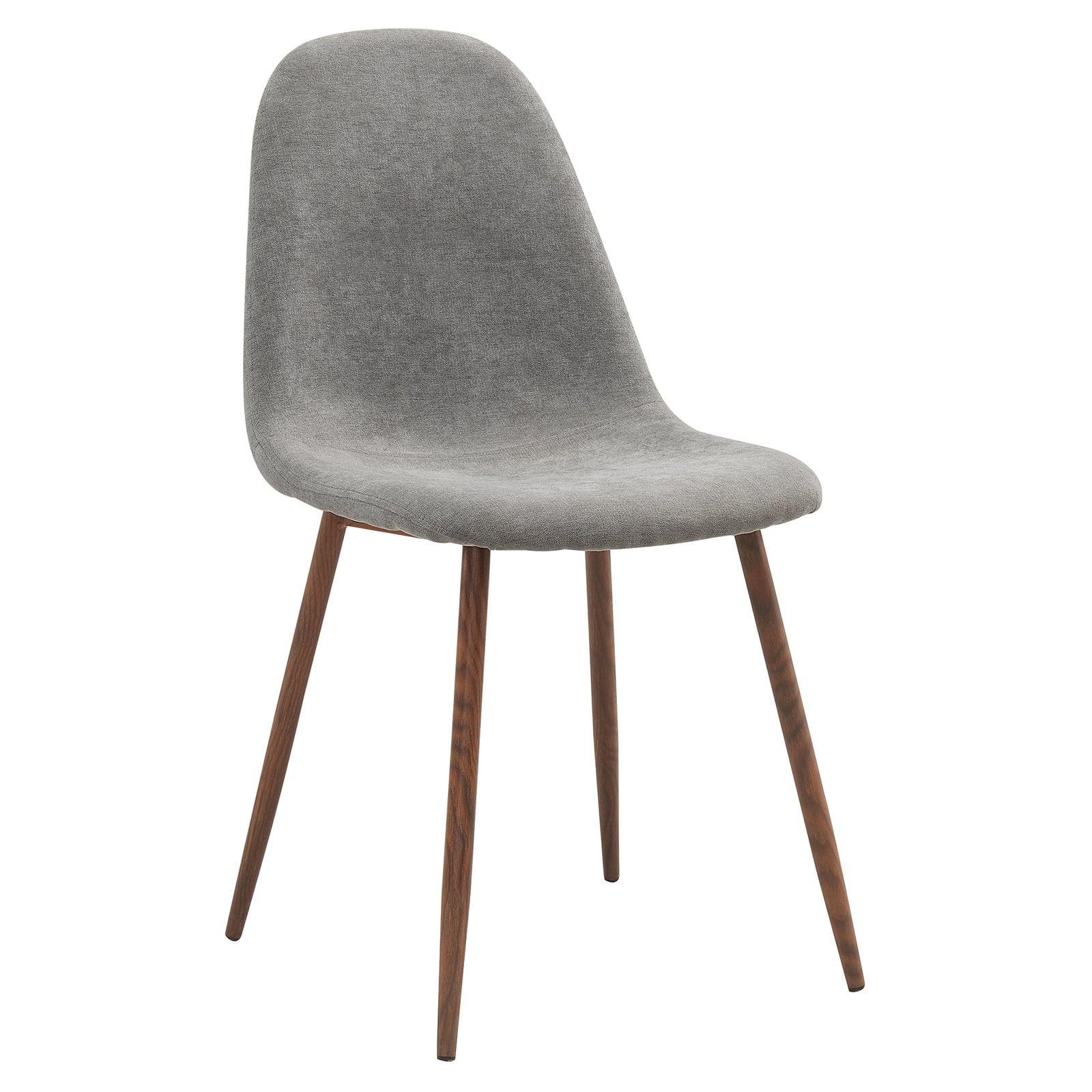 Elegance Gray Upholstered Metal Side Chair with Walnut Finish