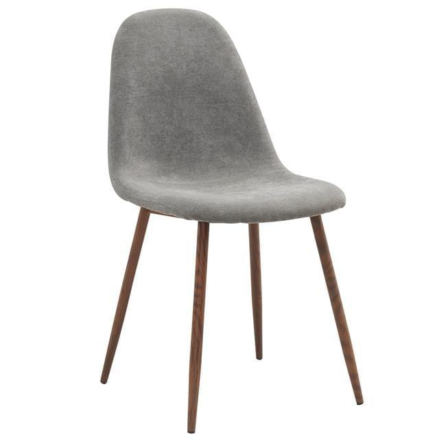 Elegance Gray Upholstered Metal Side Chair with Walnut Finish