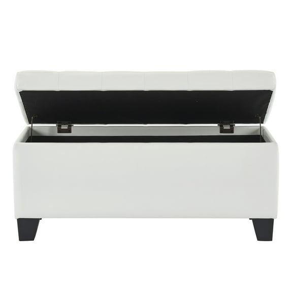 Modern Faux Leather Rectangular Storage Ottoman Bench White