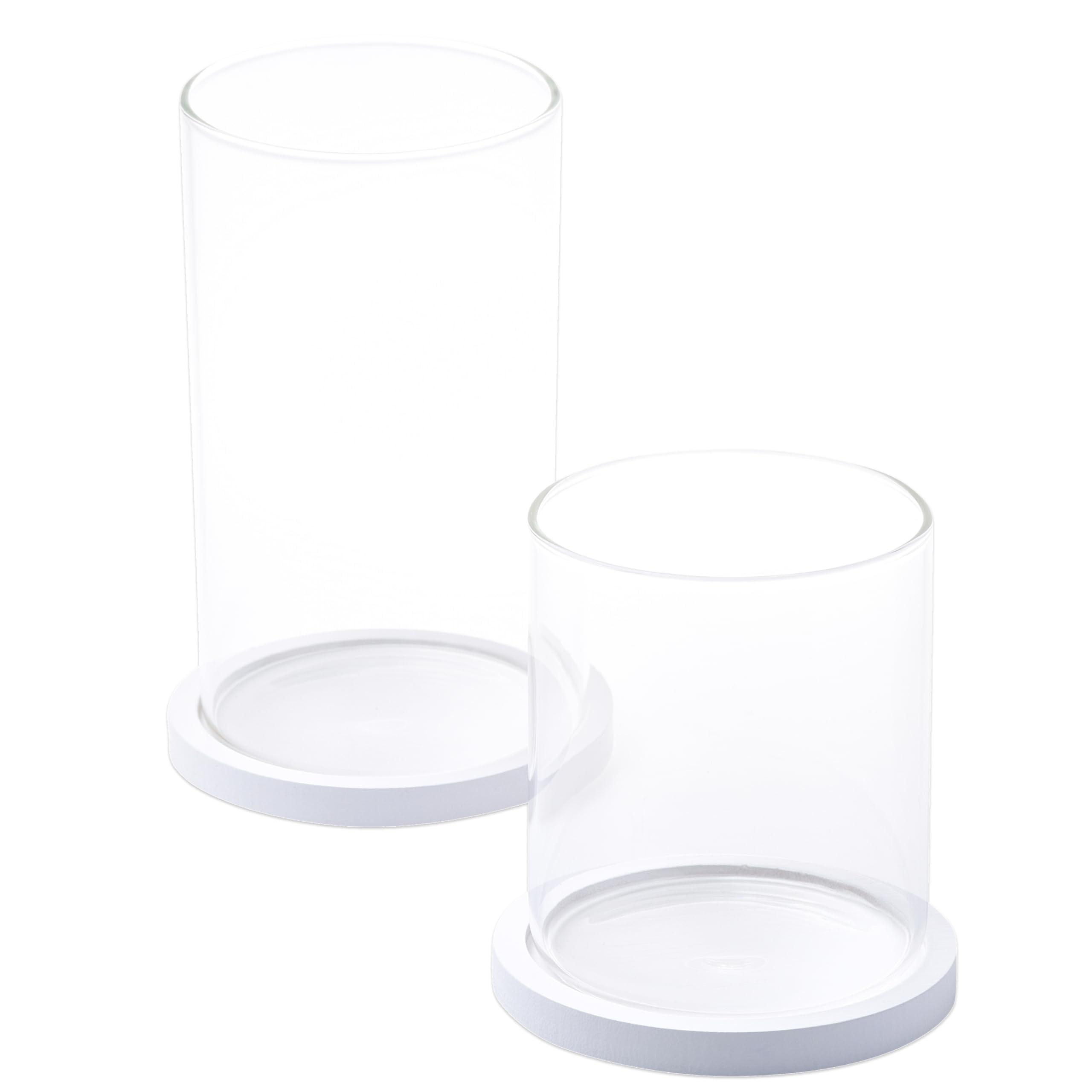 WHOLE HOUSEWARES Tall Glass Hurricane Candle Holder- Set of 2, White