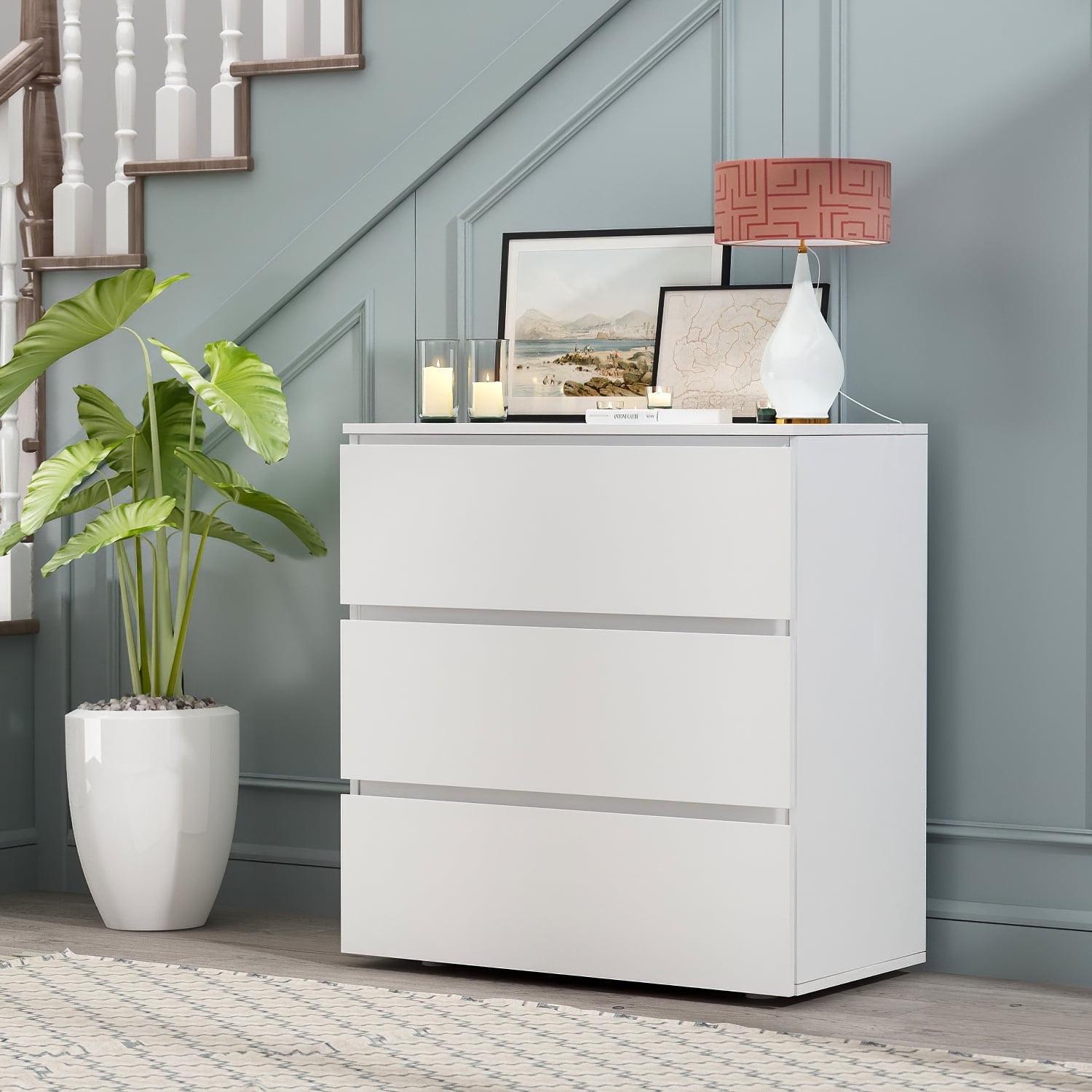 WIAWG 3 Drawers Dresser Chest for Bedroom,White