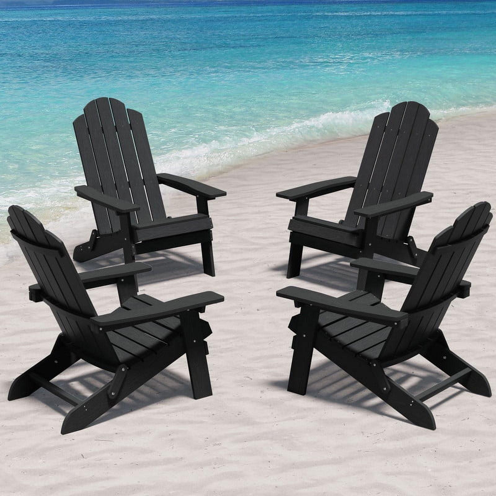 Highland Dunes Outdoor Plastic Folding Adirondack Chair For All Weather (Set Of 4) (Set of 4)