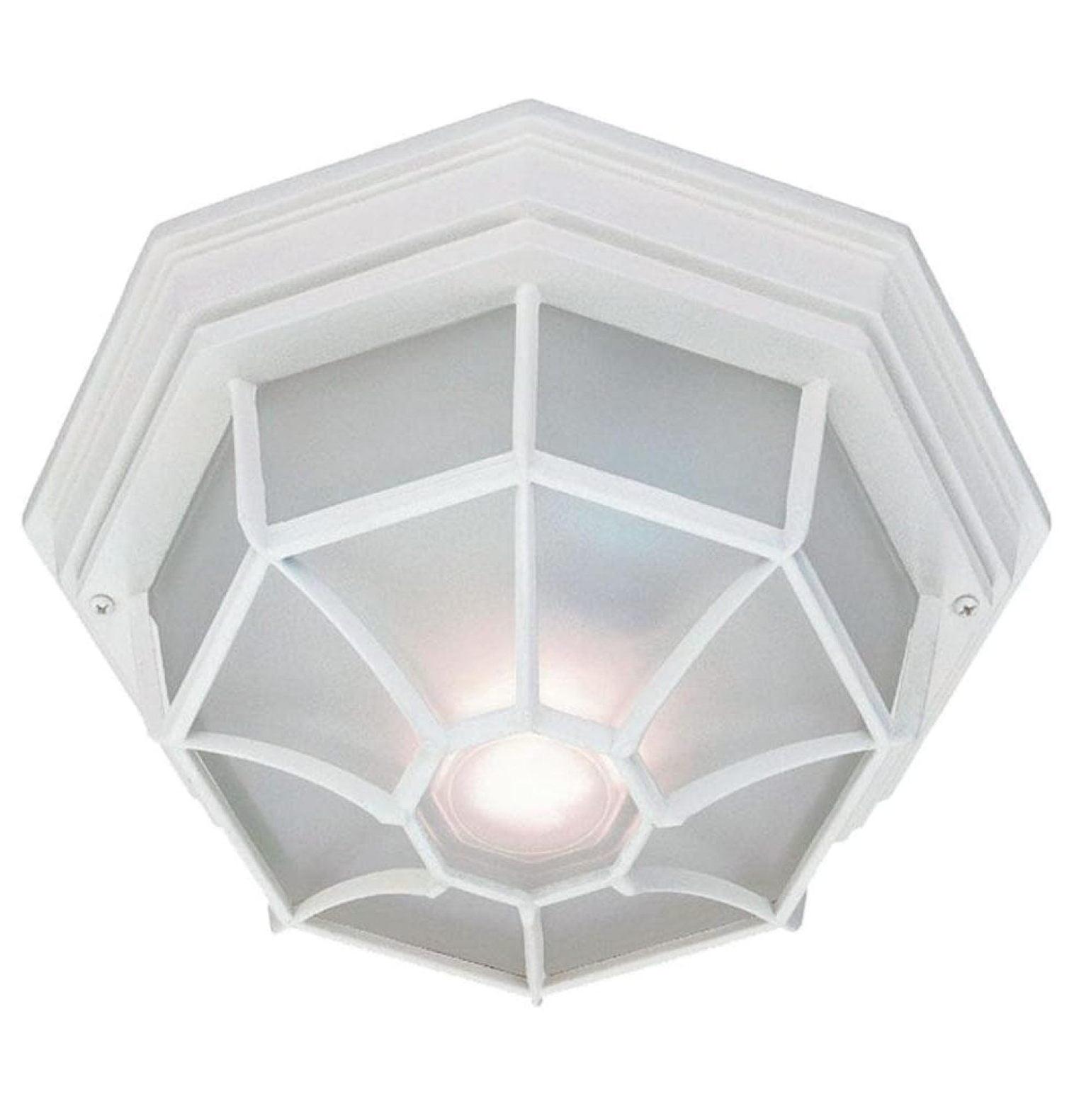 White Frosted Glass Outdoor Flush Mount Light