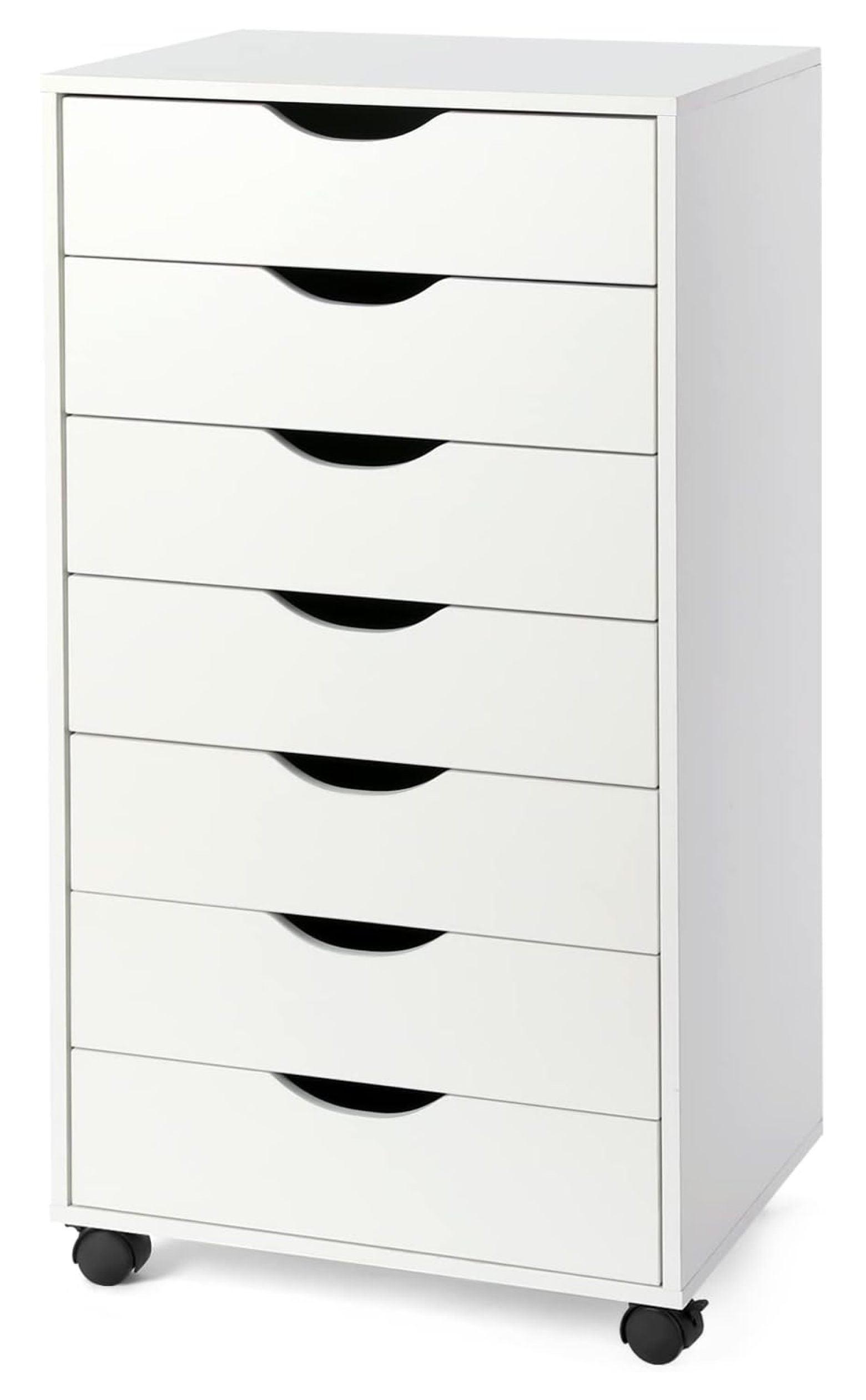 Winsome White Freestanding 7-Drawer Office Cabinet with Casters