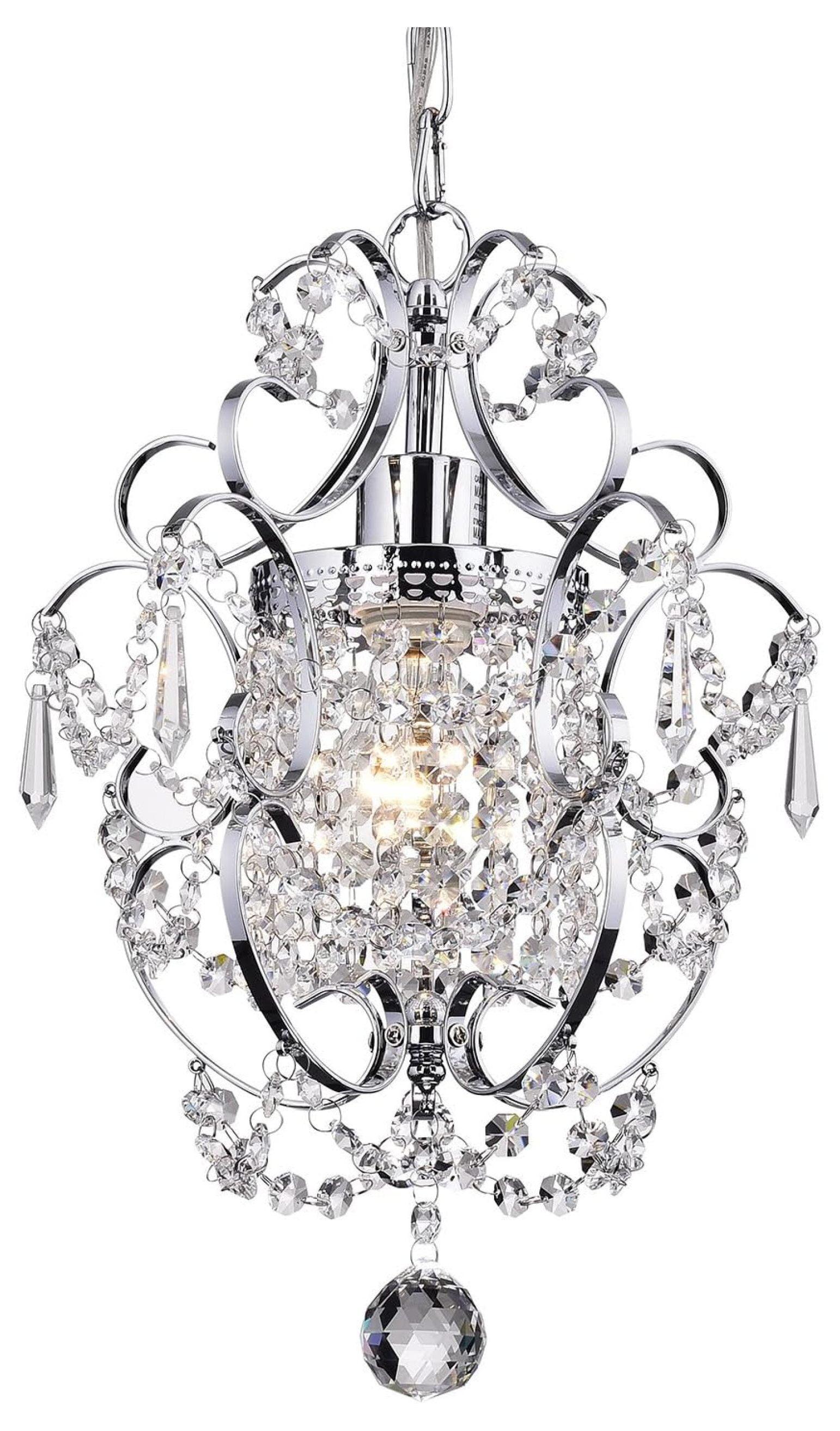 Edvivi Lighting Chrome Finish 1-Light Glam Mini Pendant with Crystal