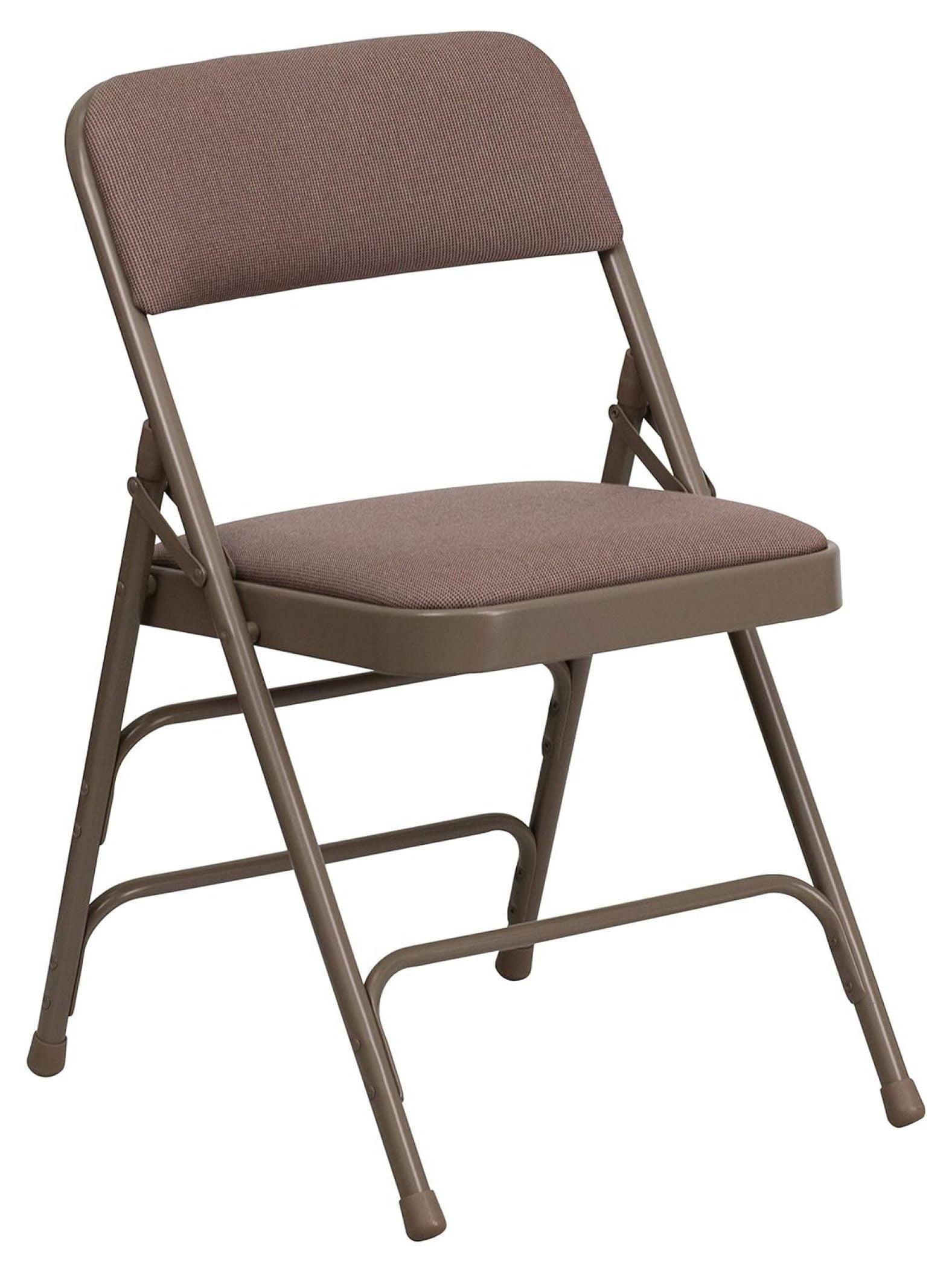 WIixle HERCULES Series Curved Triple Braced & Double Hinged Beige Fabric Metal Folding Chair