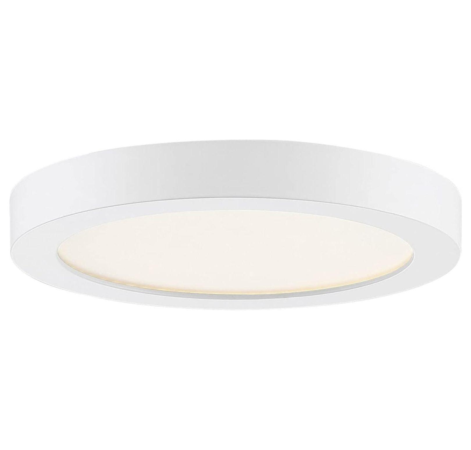 White Glass LED Flush Mount Ceiling Light with Brushed Nickel