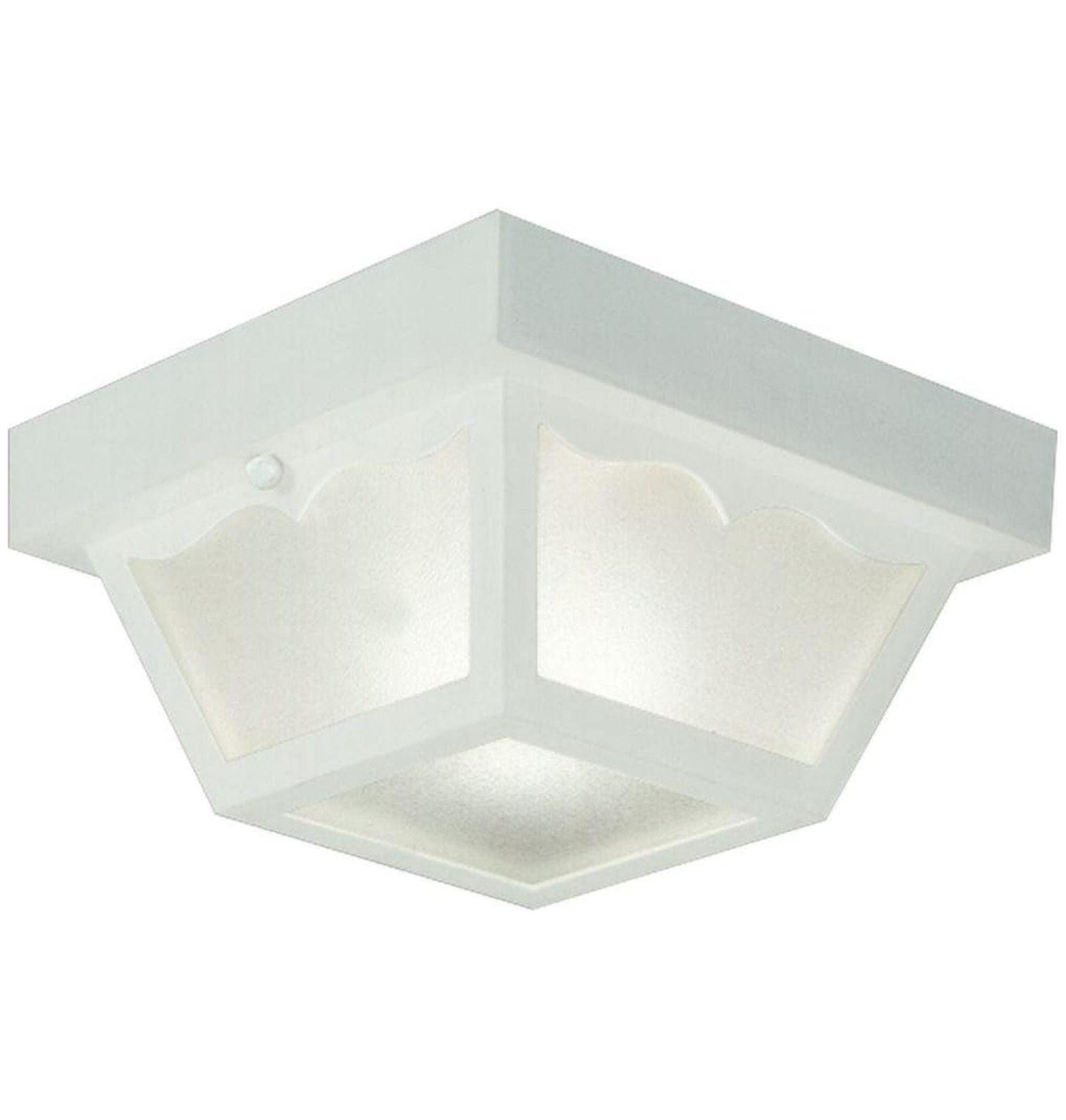 White Glass 8.25" Indoor/Outdoor Ceiling Light with LED Option