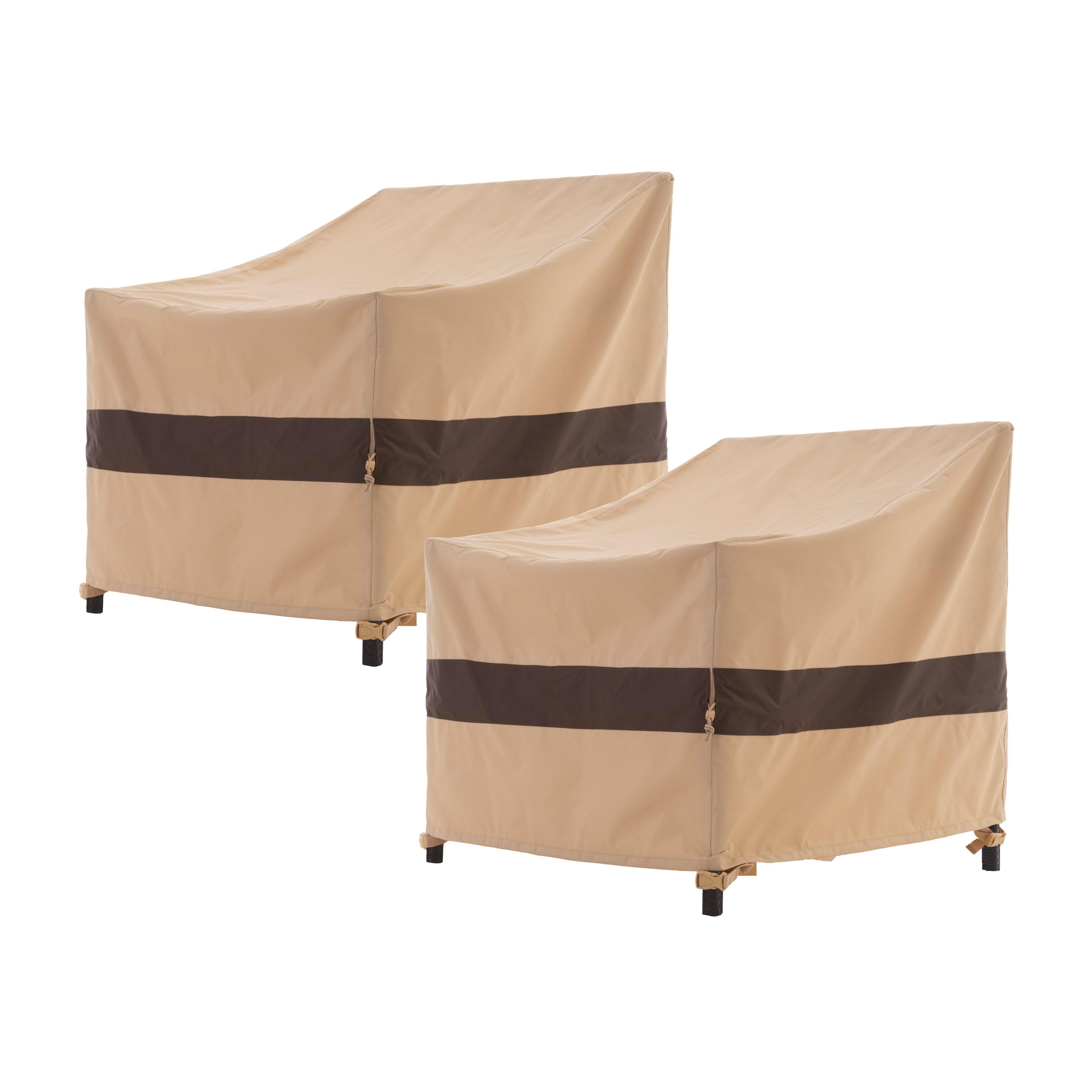 WJ-X3 Waterproof Patio Outdoor Adirondack Lounge Chair Covers, 34" W x 36" D x 36" H, Beige & Coffee