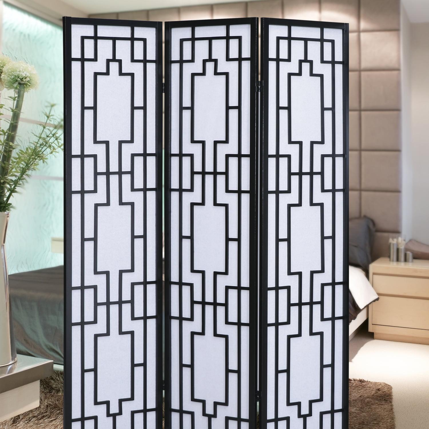 Black Pine Wood 3-Panel Shoji Room Divider