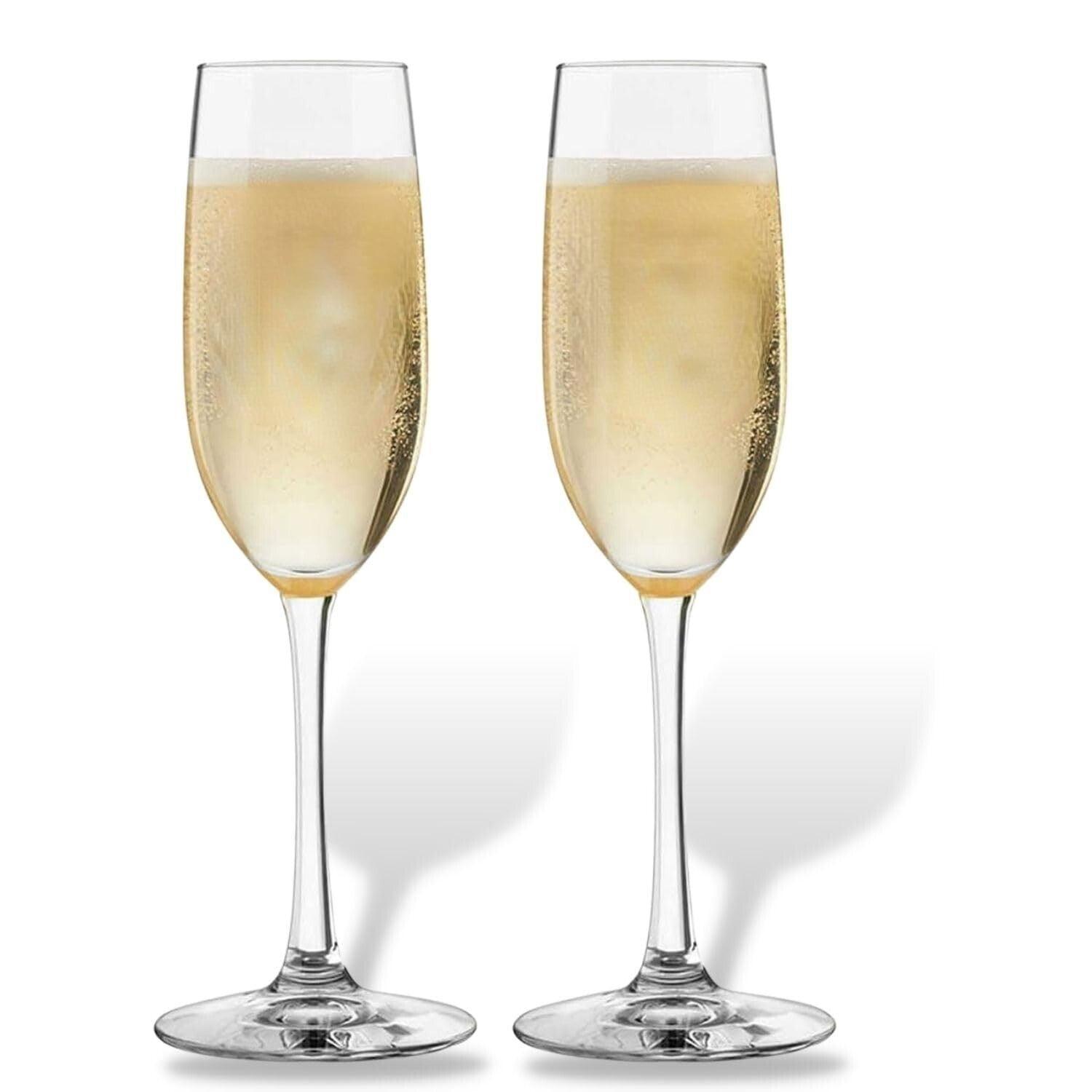 Elegant 8 oz. Lead-Free Crystal Champagne Flutes, Set of 2