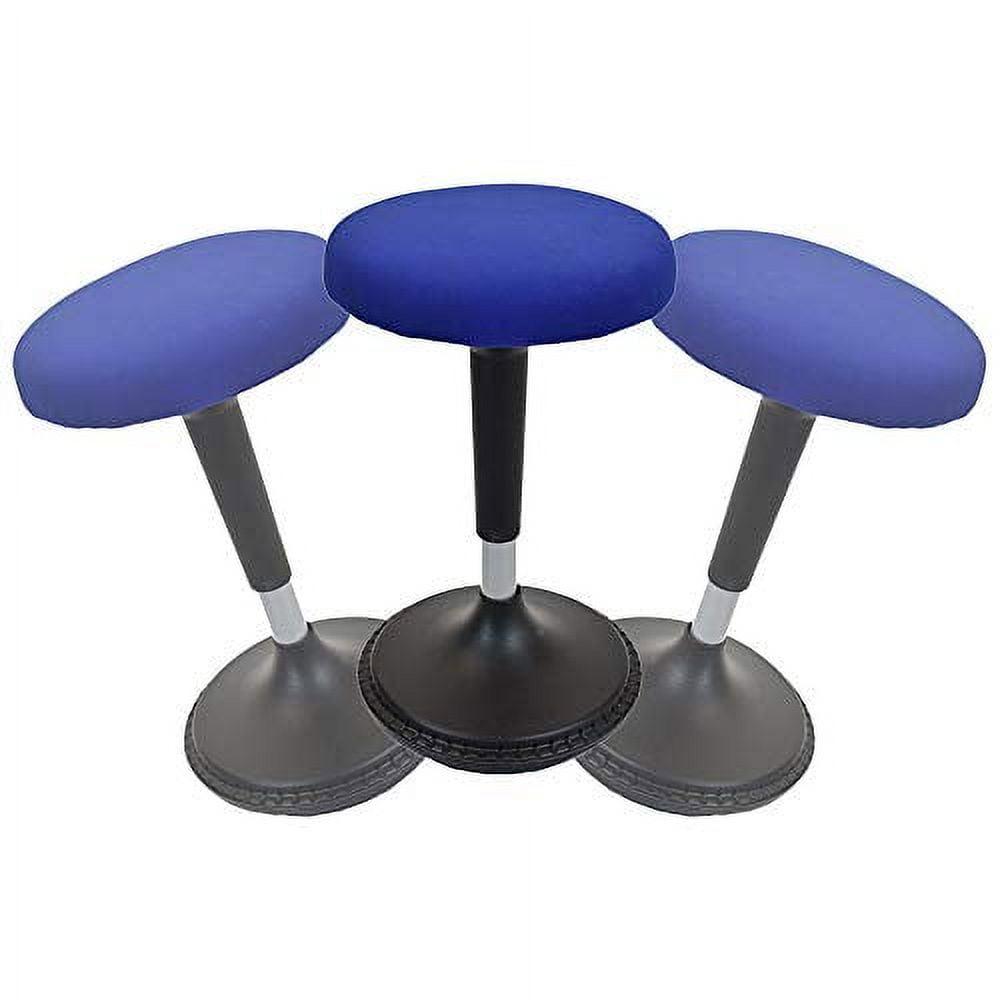 Adjustable Blue Upholstered Swivel Ergonomic Stool