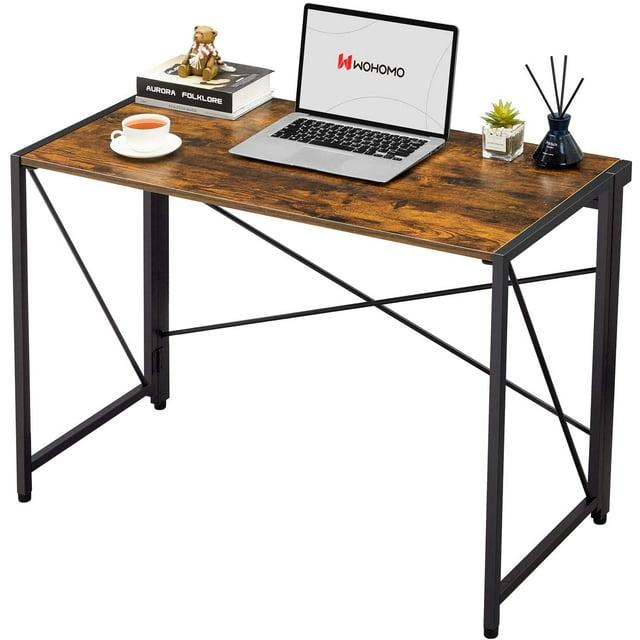 WOHOMO Modern Small Computer Folding Desk For Home Office, Rustic Brown, 39"