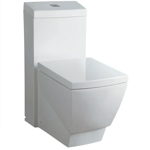 WOODBRIDGE T-0020 Dual Flush Elongated One Piece Toilet with Soft Closing Seat Design, Deluxe Square
