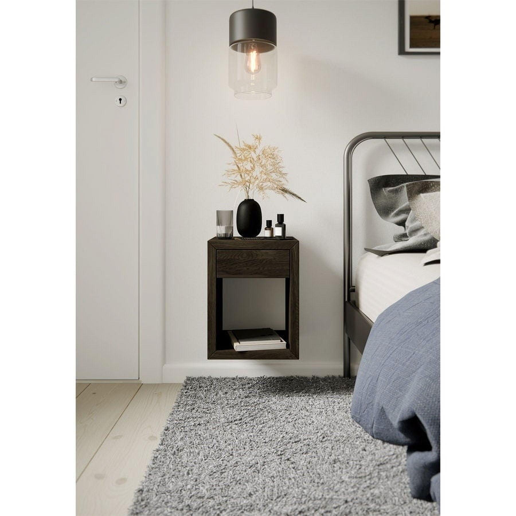 Birchwood Black Floating Nightstand with Single Drawer