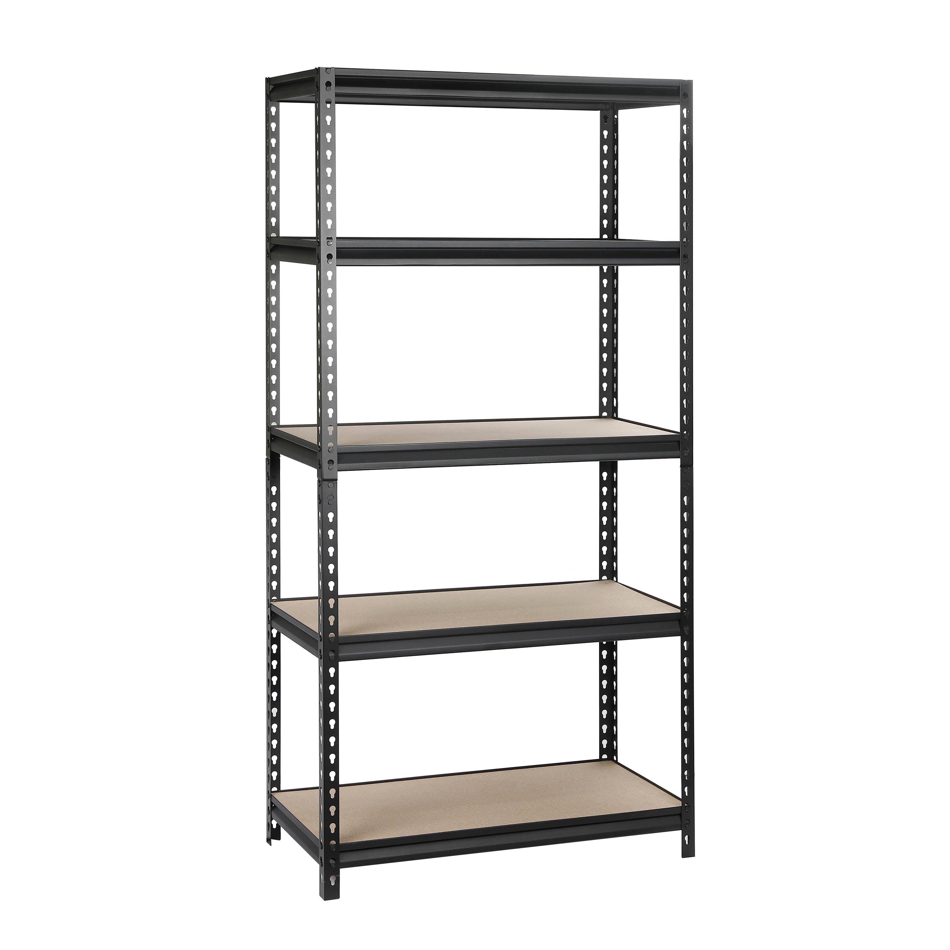 Heavy Duty Black Metal 5-Tier Adjustable Storage Shelf Unit