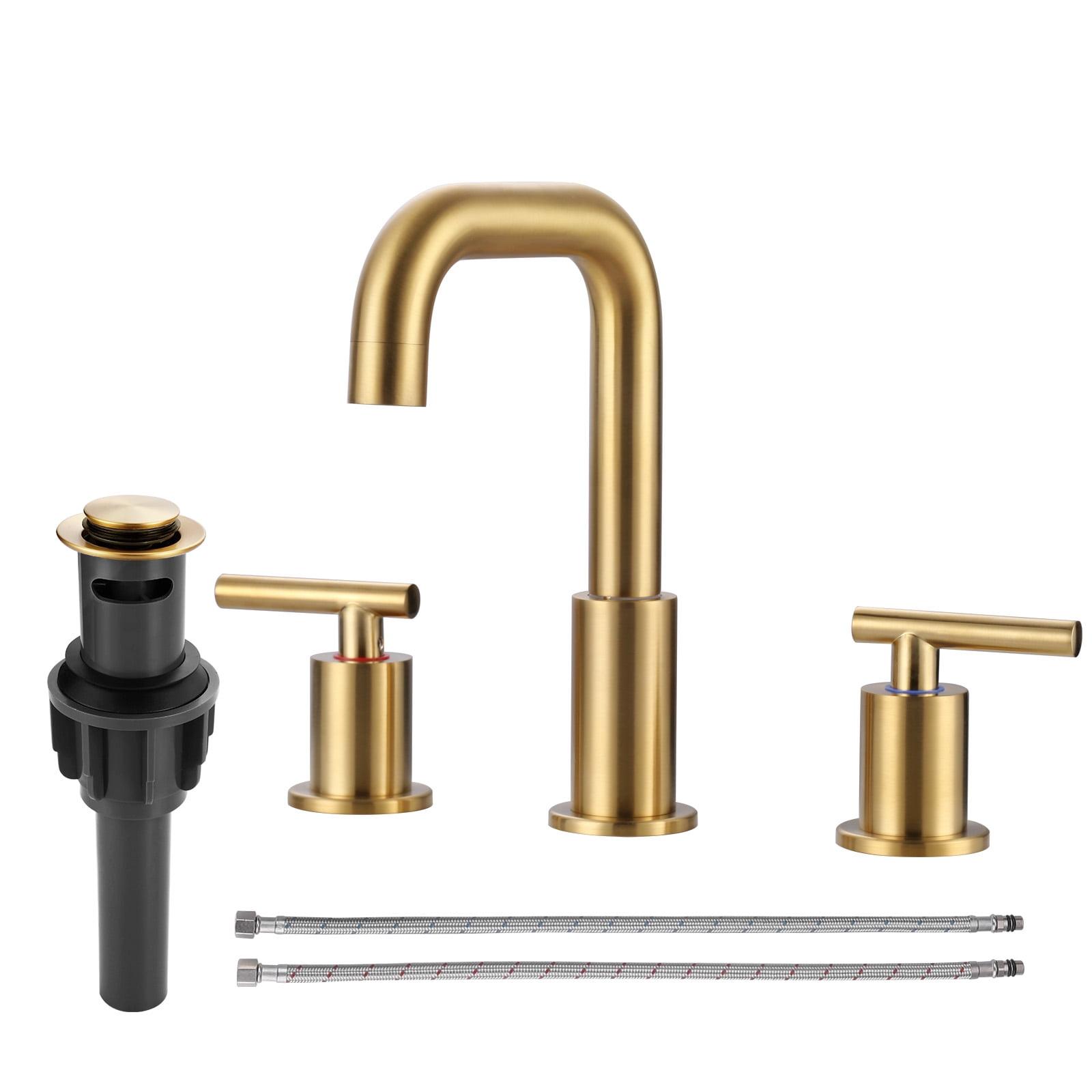 Brushed Gold Stainless Steel Double Handle Bathroom Faucet