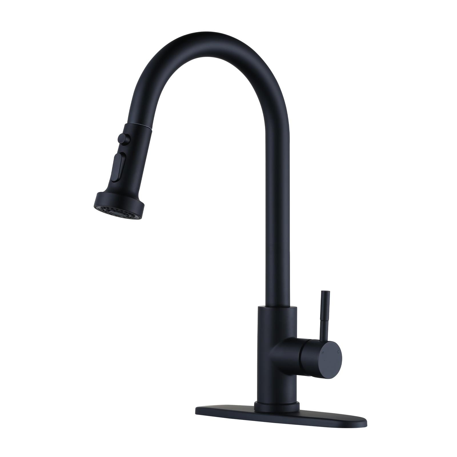 Matte Black Stainless Steel Pull-Down Kitchen Faucet with Spray