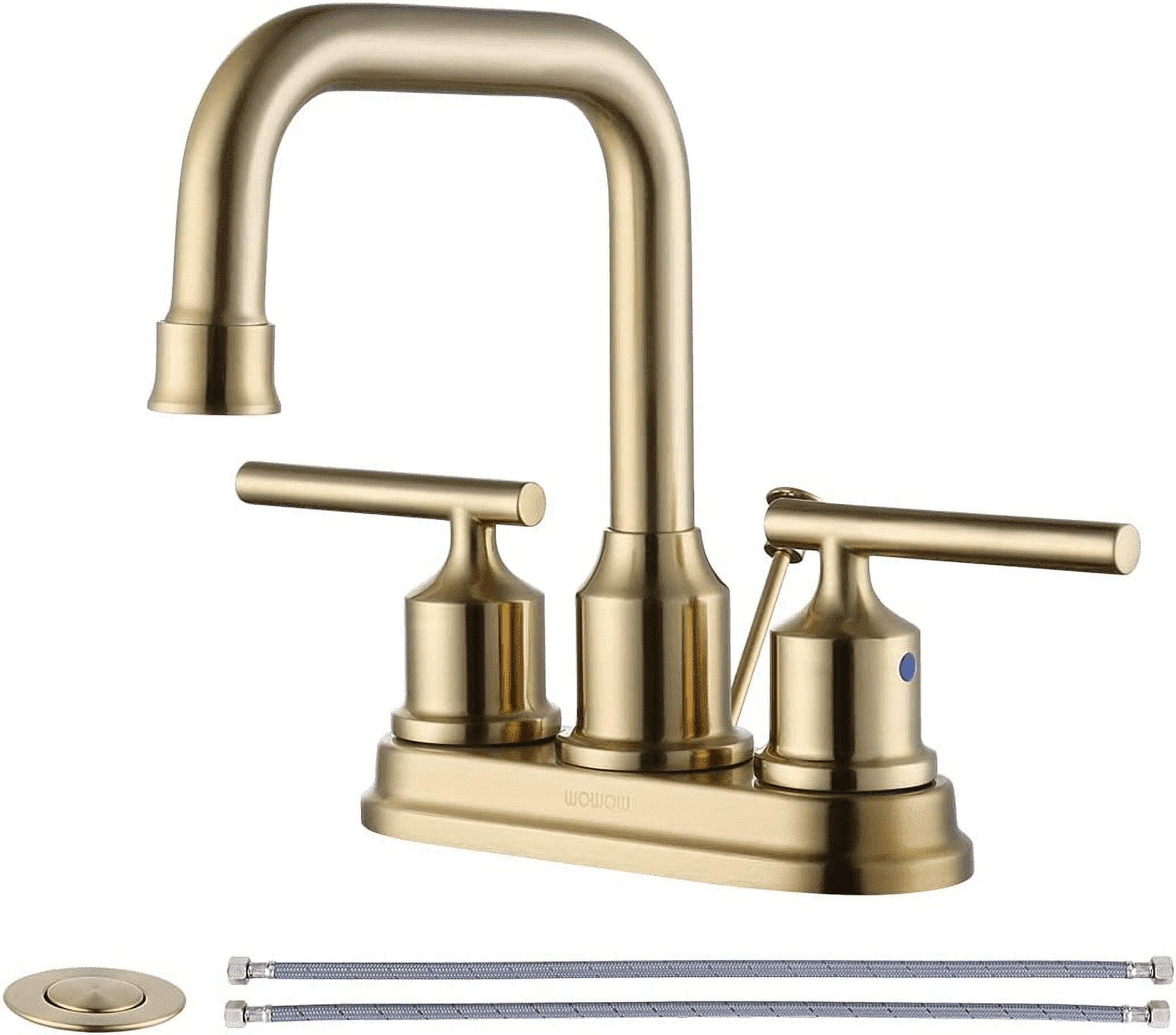 Gold Centerset 2-Handle Bathroom Faucet with Drain Assembly