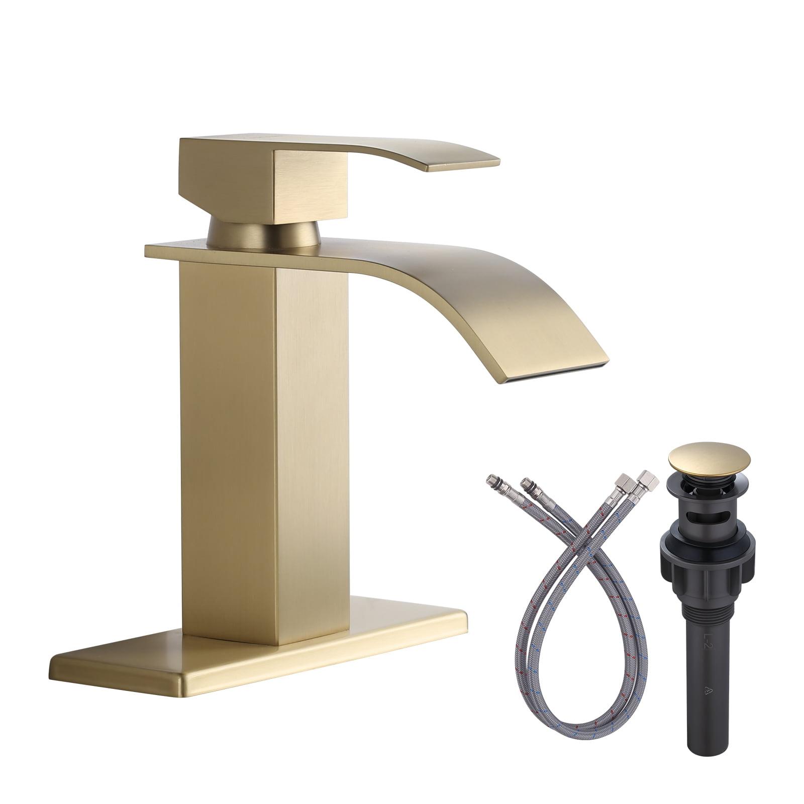 Brushed Gold Single Handle Waterfall Bathroom Faucet