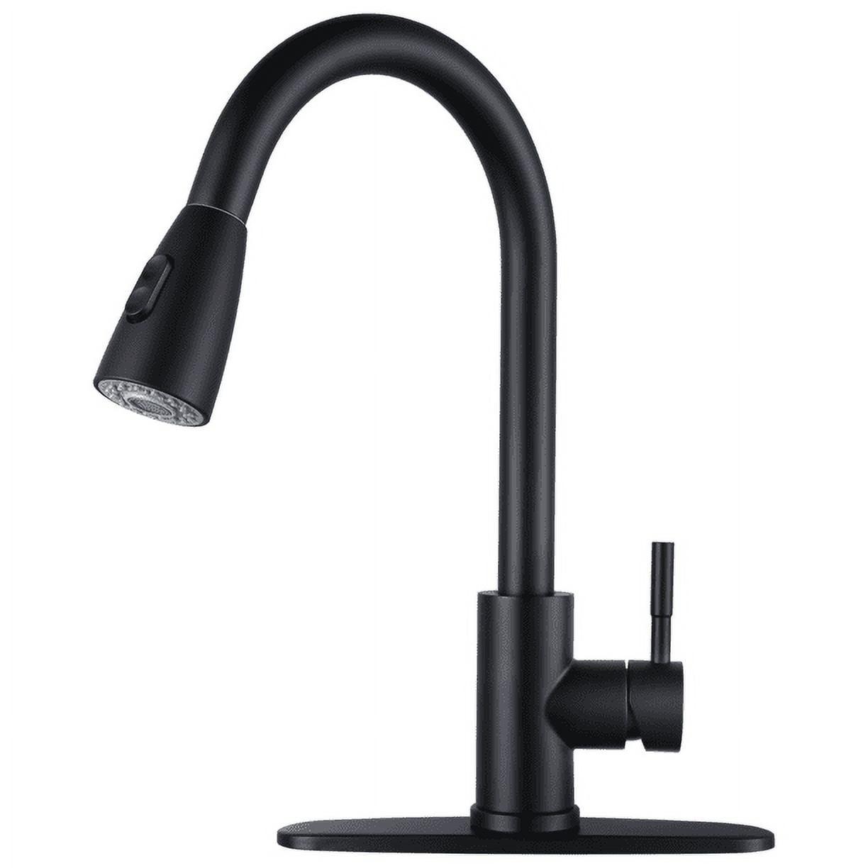 WOWOW Pull Down Kitchen Sink Faucet with Sprayer Stainless Steel Black 1 Handle Kitchen Faucets