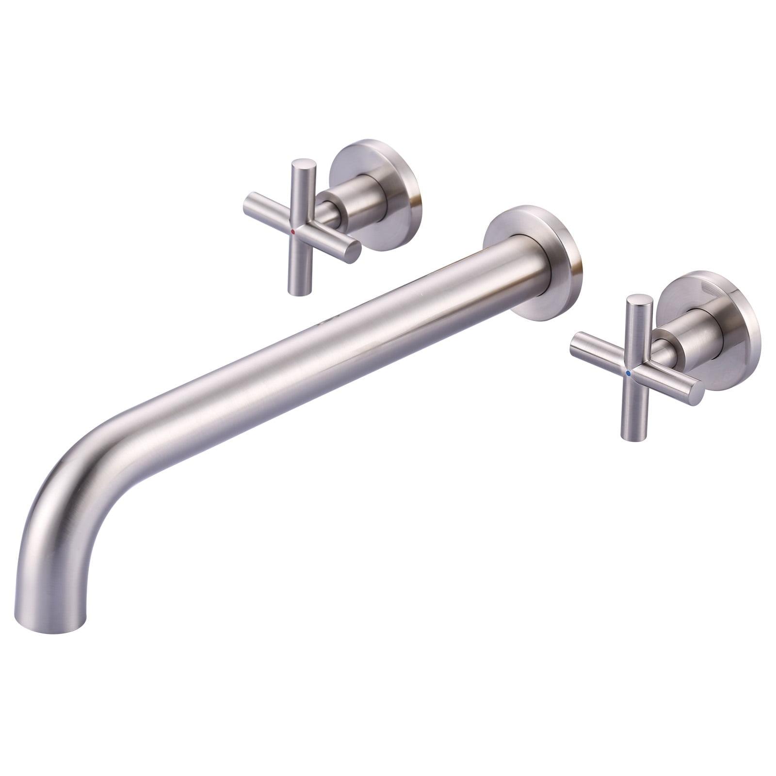 Brushed Nickel Wall-Mount 2-Handle Swivel Faucet