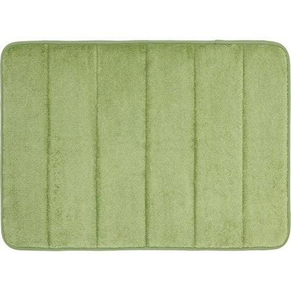 WPM Soft and Absorbent Memory Foam Sage Polyester Bath Rug, 17" x 24", Slip Resistant