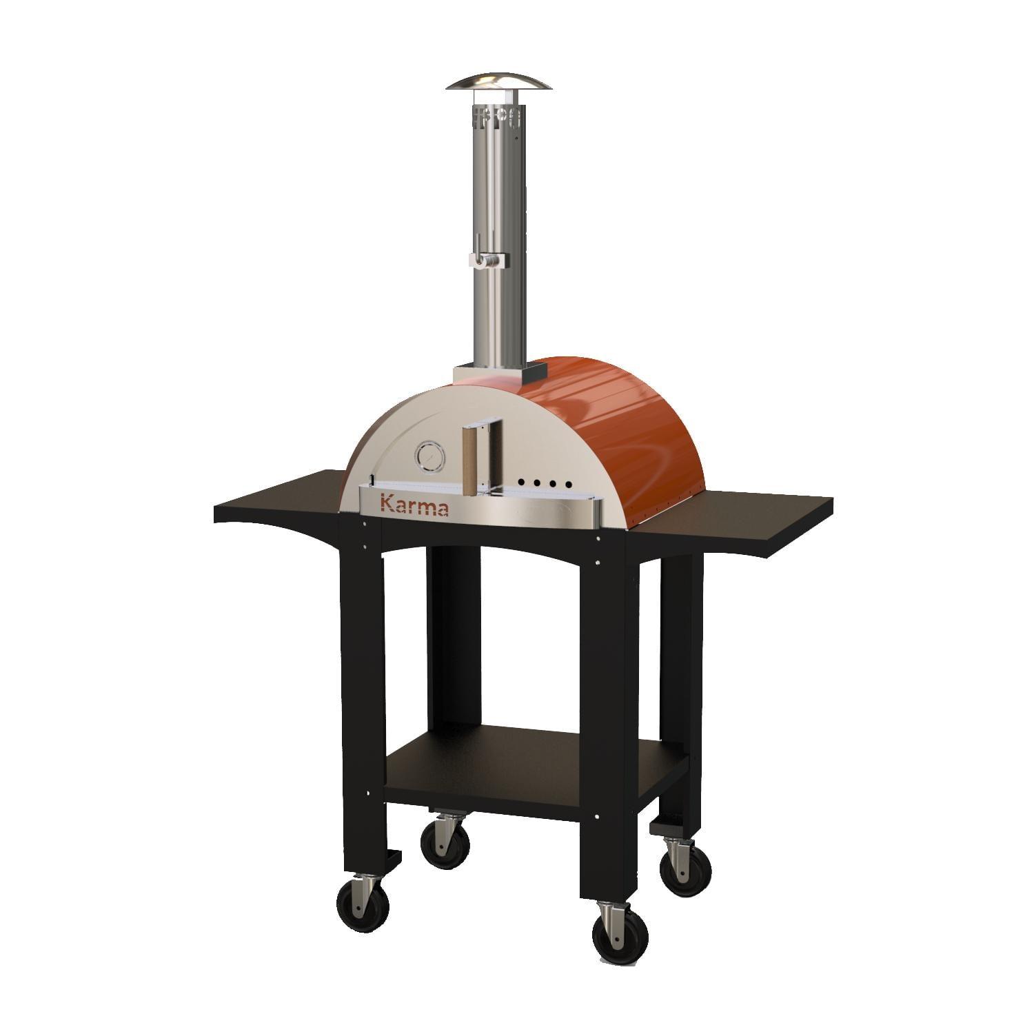 Karma 25" Orange Wood-Fired Oven with Stand and Shelves