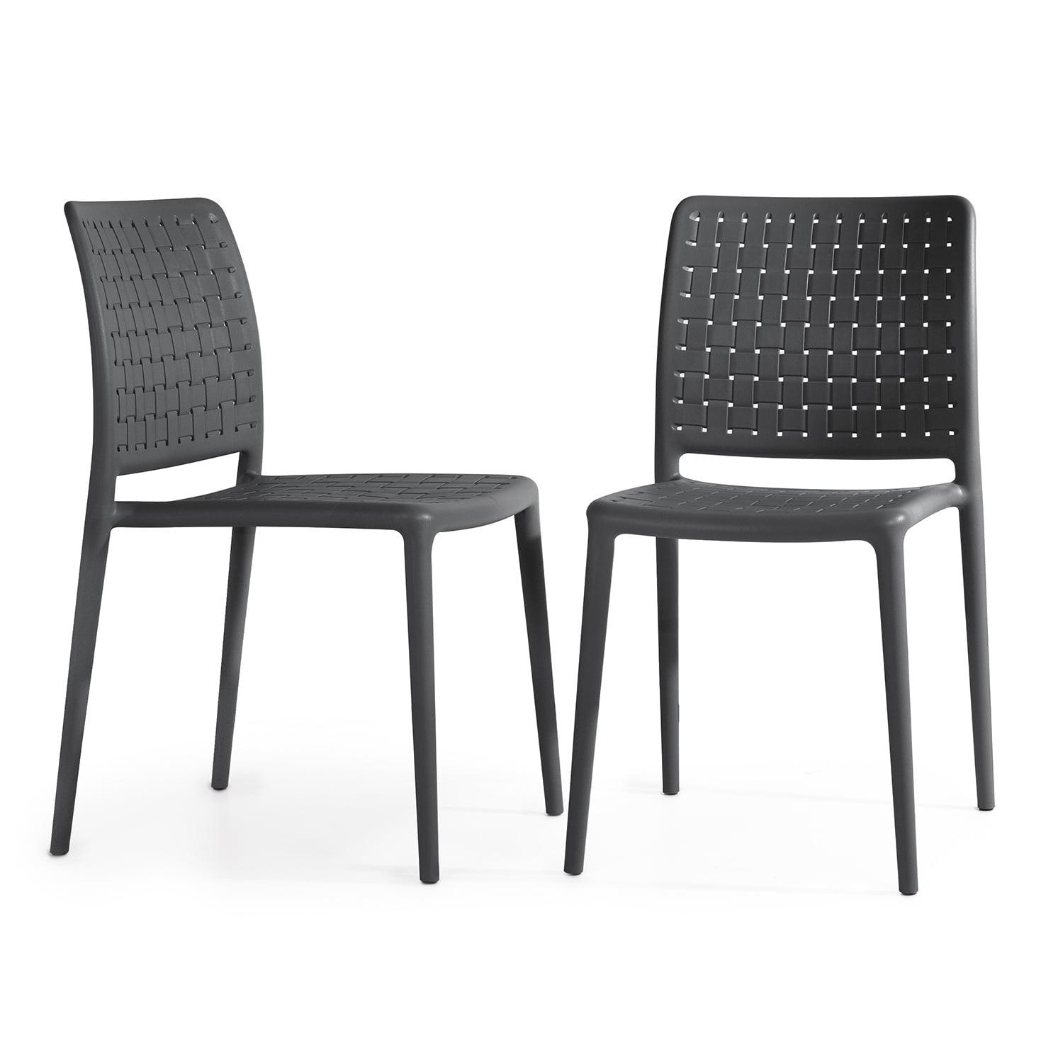 WRGHOME Bari Modern Outdoor/Indoor Plastic Resin Stacking Patio Dining Side Chair  (Set of 2)