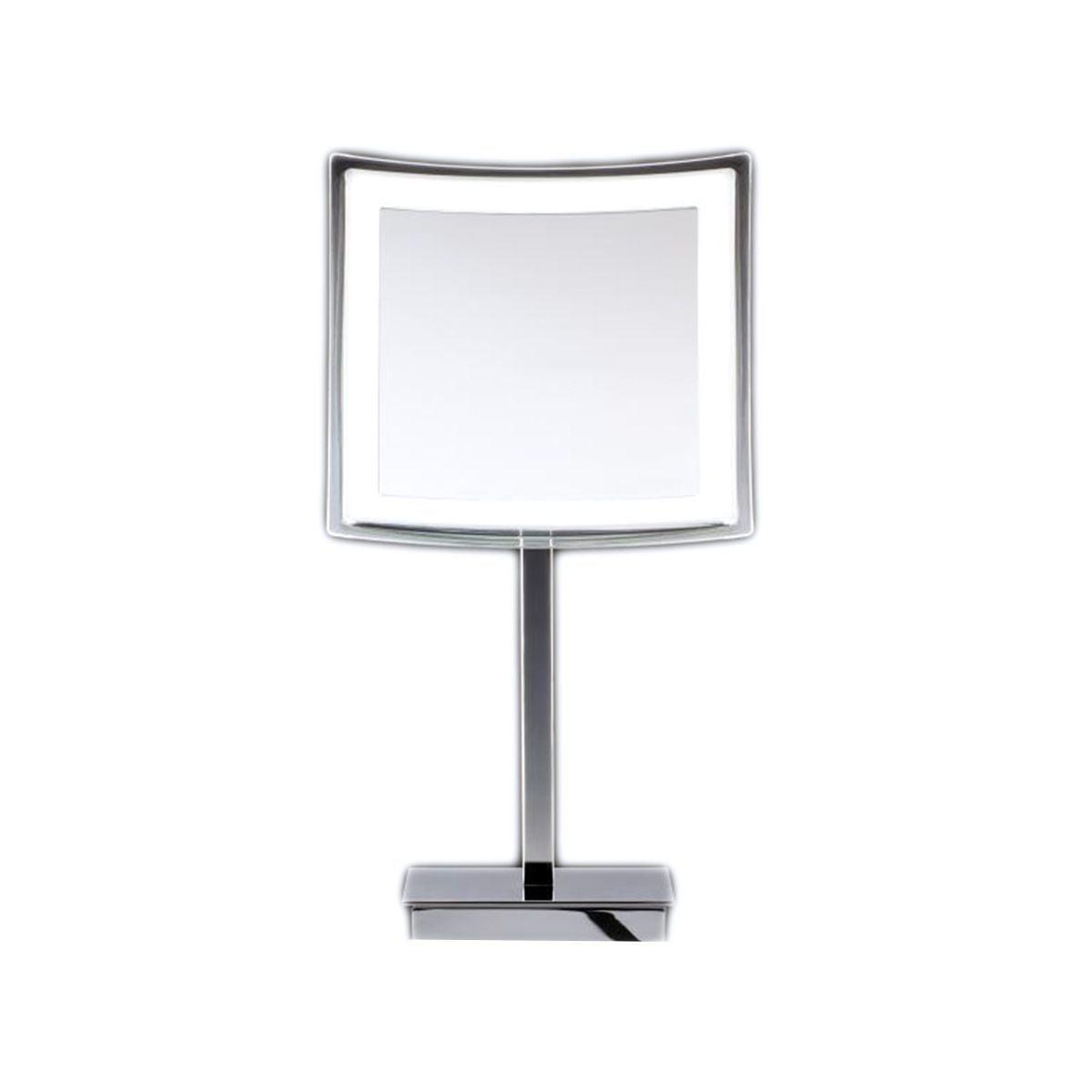 Classic Square 5x LED Magnifying Countertop Mirror in Metal Frame