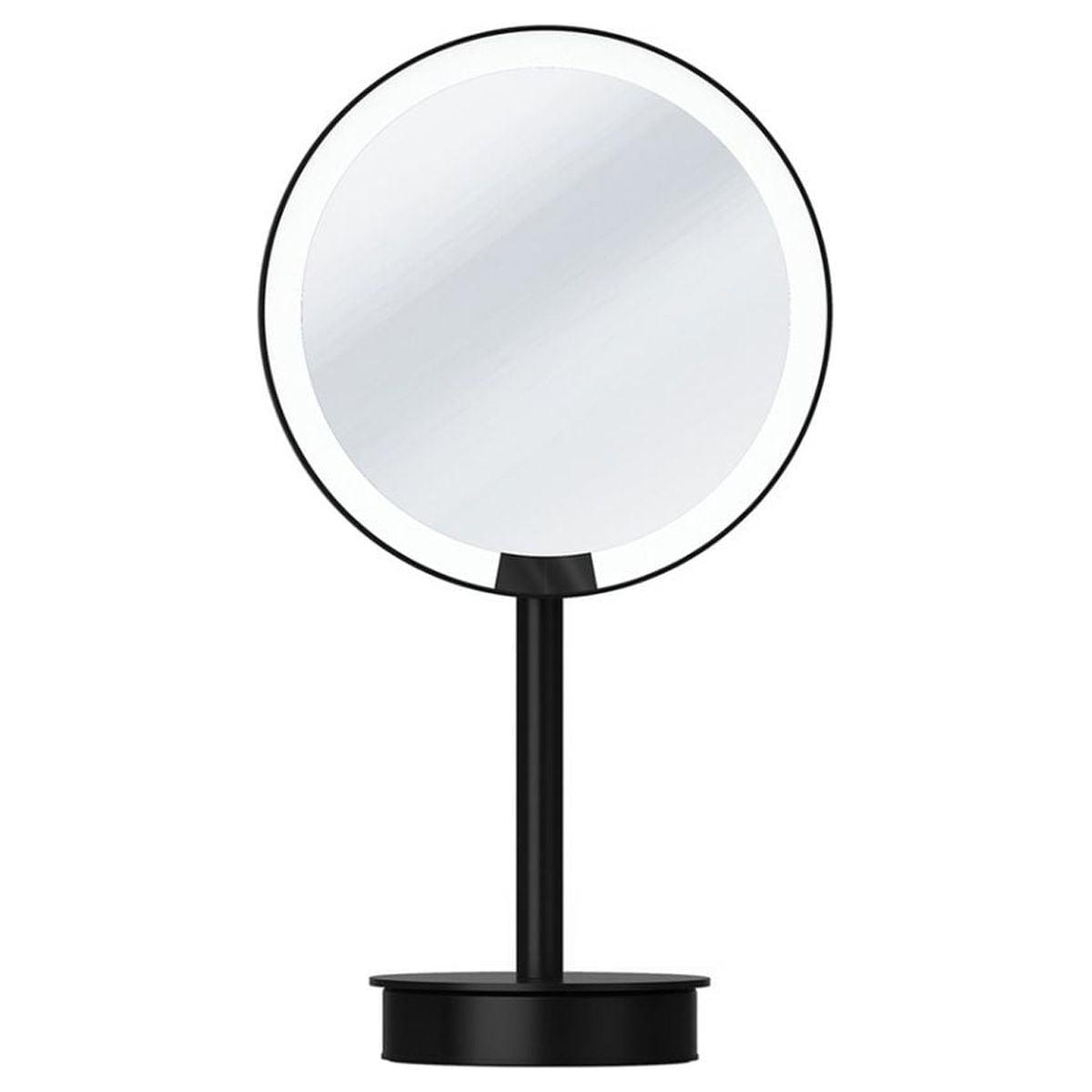 Luxe 5x Magnification Matte Black Brass LED Countertop Mirror