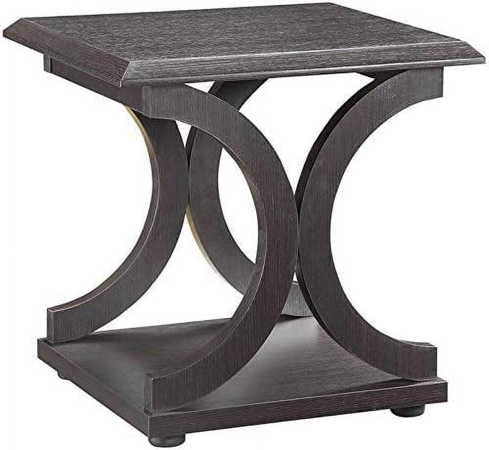 Transitional Black Wood Rectangular End Table with Shelf